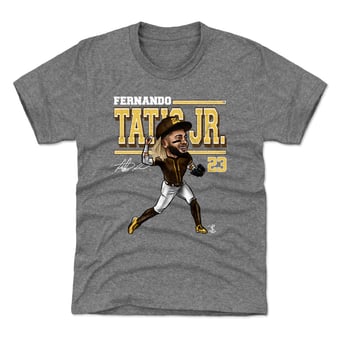 Youth 500 Level Fernando Tatis Jr. Gray Cartoon T-Shirt