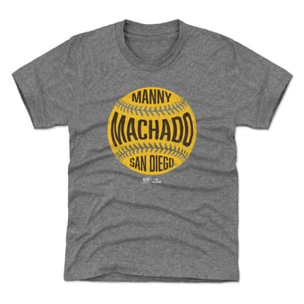 Youth 500 Level Manny Machado Gray Vintage Baseball T-Shirt