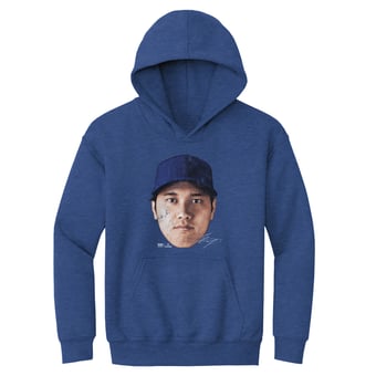 Youth 500 Level Shohei Ohtani Heather Royal Vintage Head Hoodie