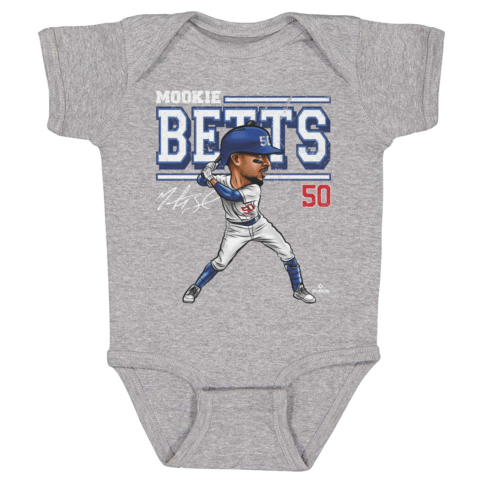 Infant 500 Level Mookie Betts Heather Gray Cartoon Bodysuit Infant 500 Level Mookie Betts Heather Gray Cartoon Bodysuit