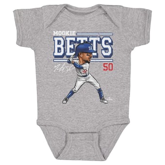 Infant 500 Level Mookie Betts Heather Gray Cartoon Bodysuit