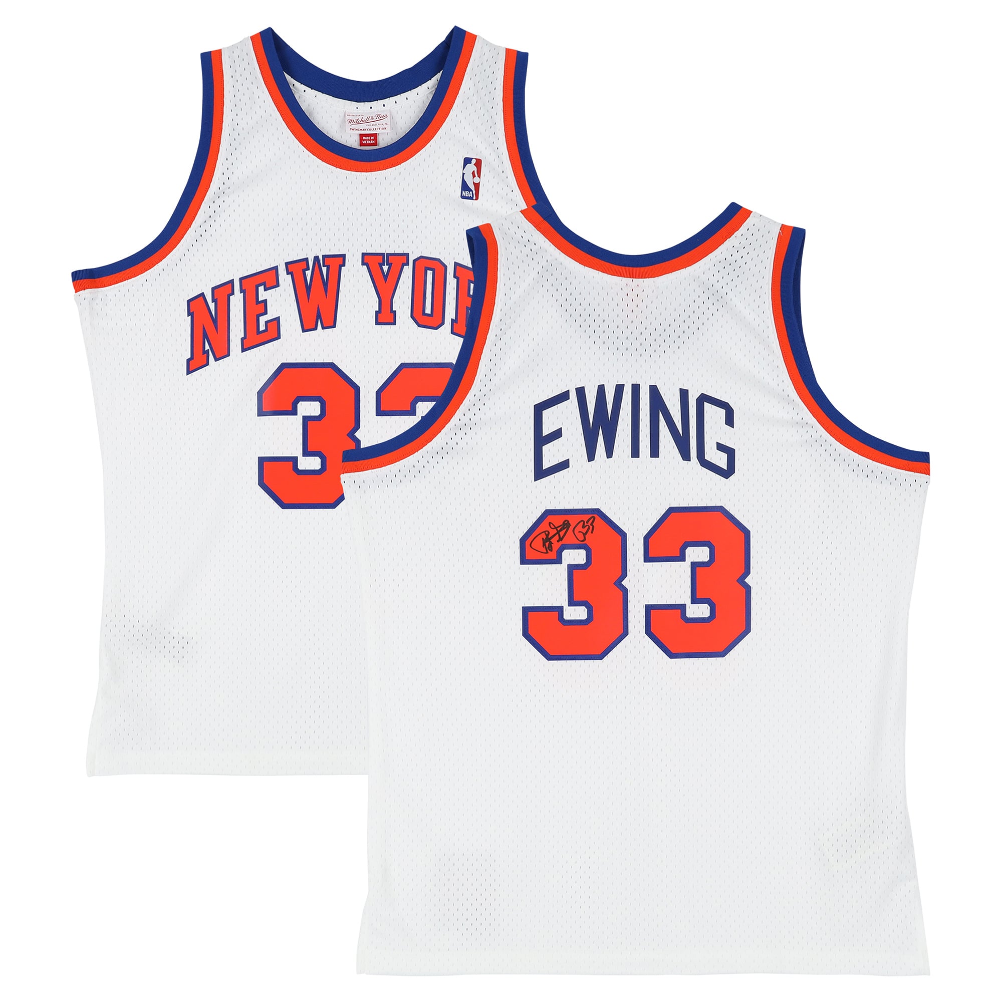 Patrick Ewing New York Knicks Autographed White Mitchell & Ness 1985 Swingman Jersey