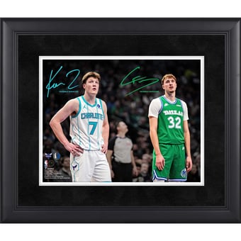 Cooper Flagg Dallas Mavericks & Kon Knueppel Charlotte Hornets Facsimile Signature Framed 11" x 14" Spotlight Photograph