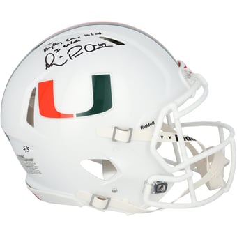 "Michael Irvin Miami Hurricanes Autographed Riddell Speed Authentic Helmet with ""Anything come at me I catch"" Inscription - Limited Edition #5/5"