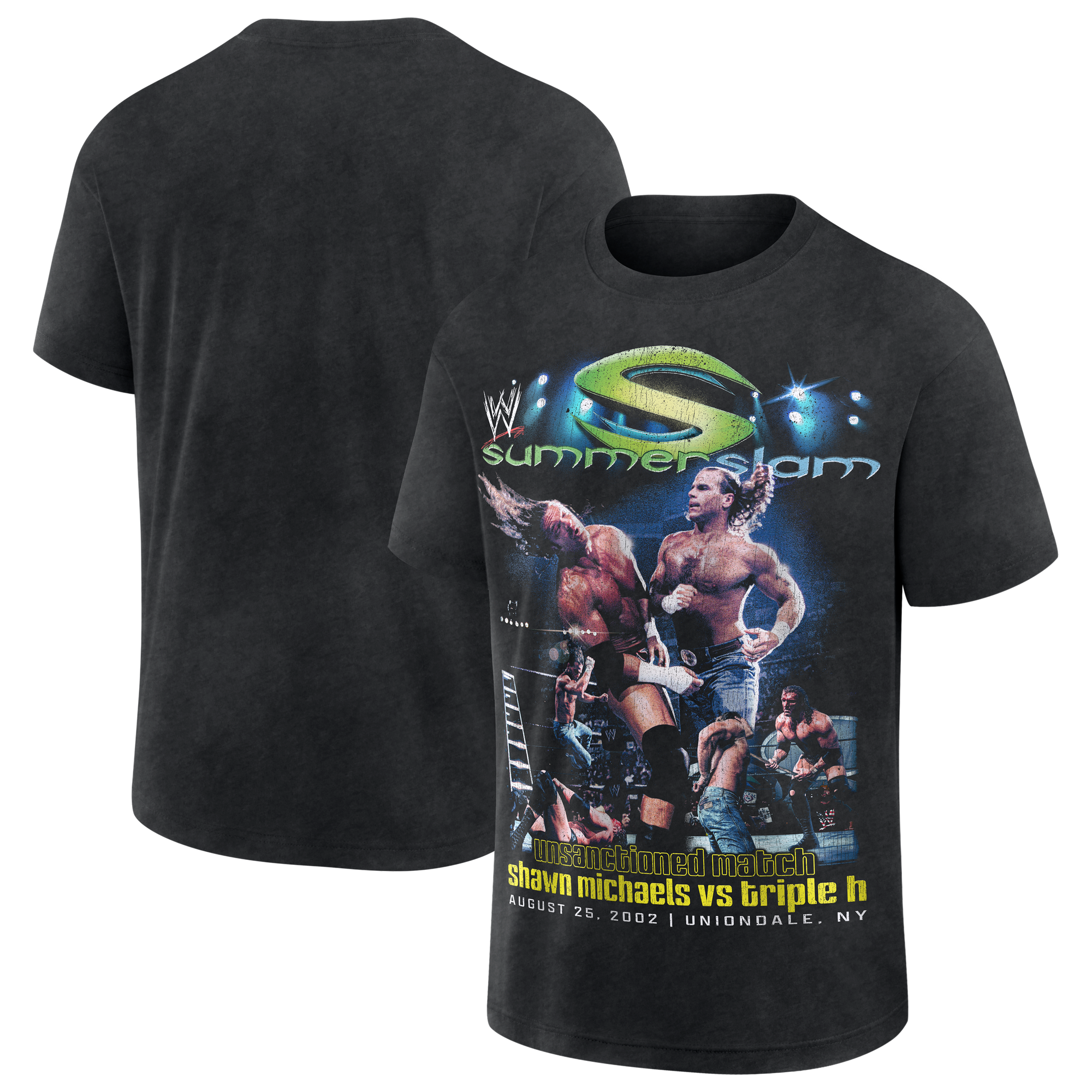 Men's Shawn Michaels vs. Triple H Black WWE SummerSlam 2002 T-Shirt
