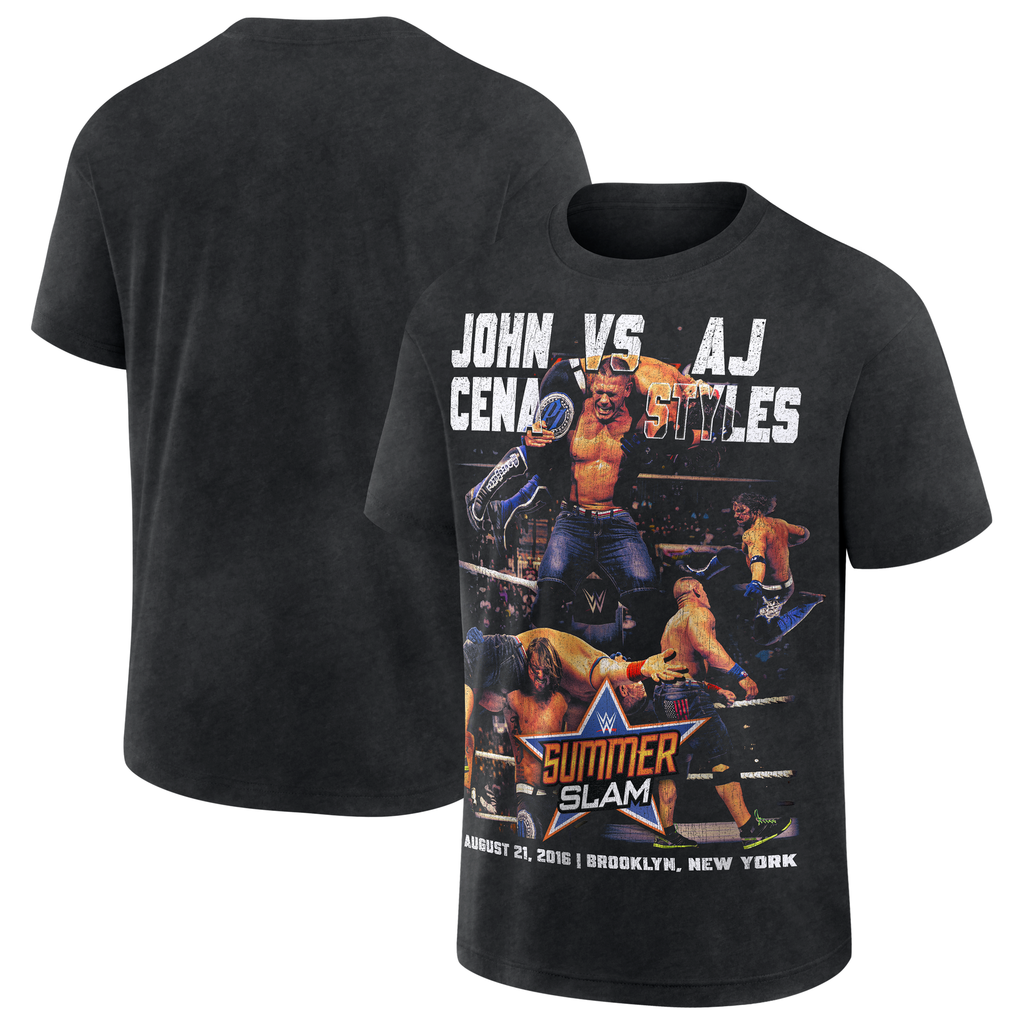 Men's John Cena vs. AJ Styles Black WWE SummerSlam 2016 T-Shirt