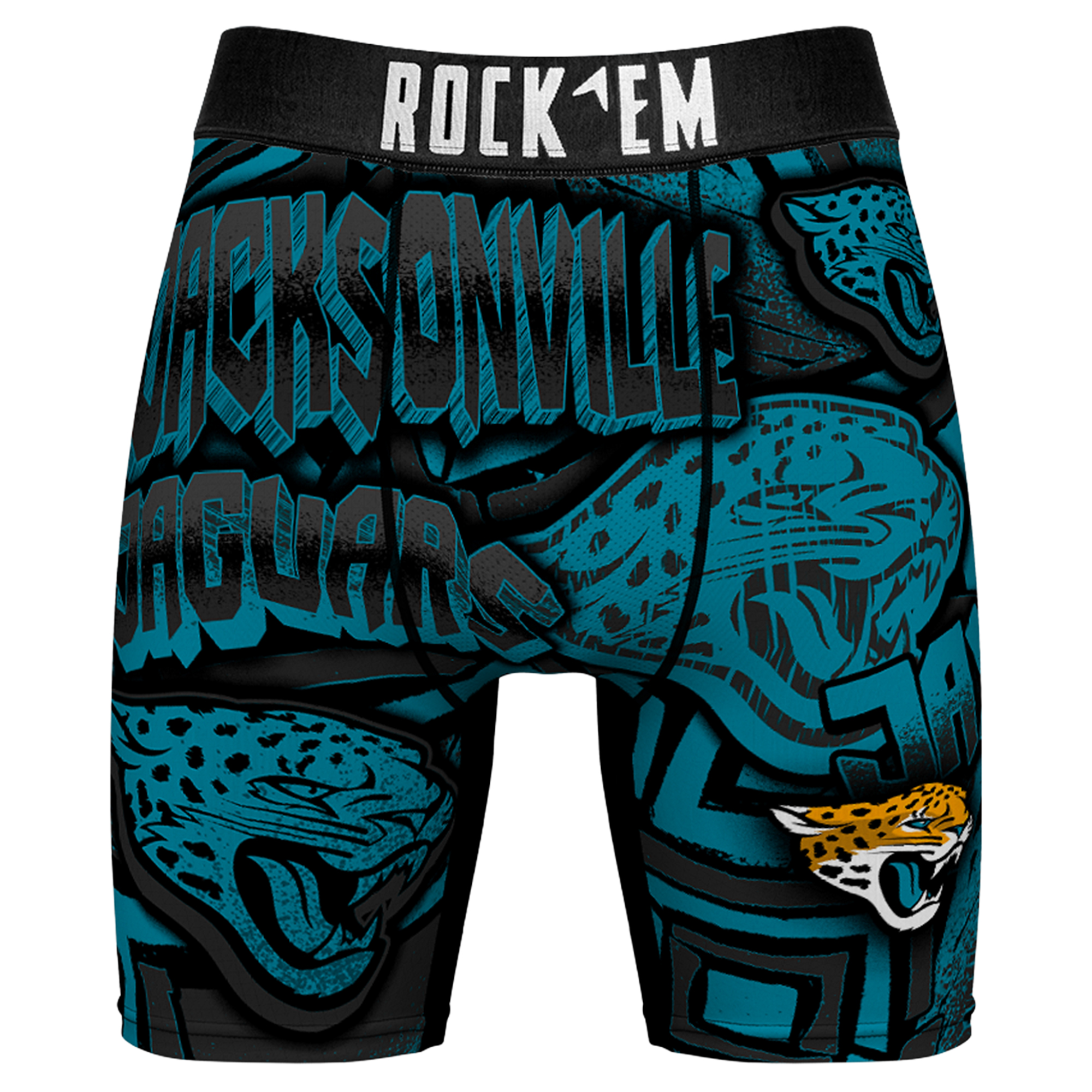 Men's Rock Em Teal Jacksonville Jaguars Sketched Out Boxer Briefs