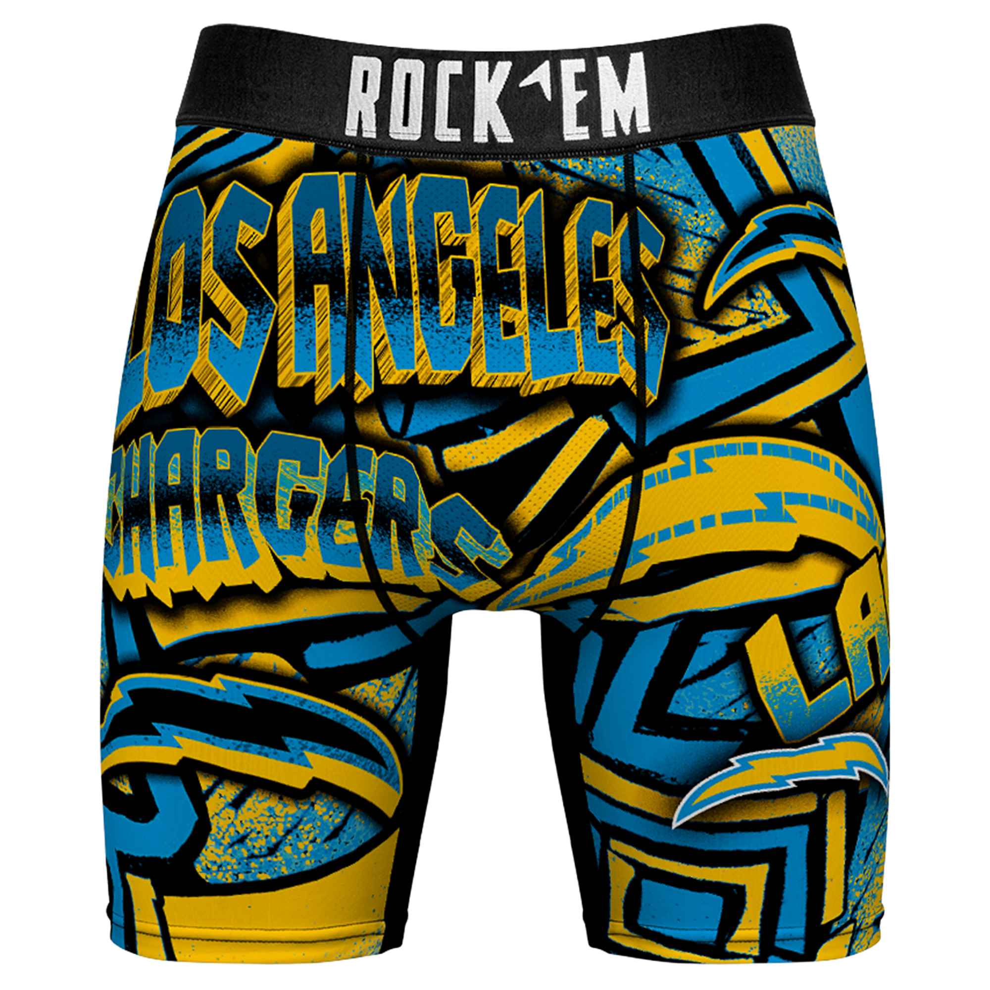 Men's Rock Em Powder Blue Los Angeles Chargers Sketched Out Boxer Briefs