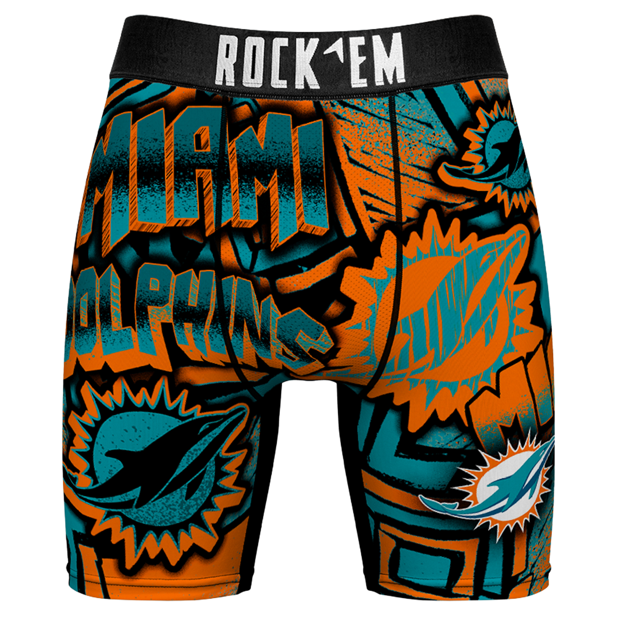 Men's Rock Em Aqua Miami Dolphins Sketched Out Boxer Briefs