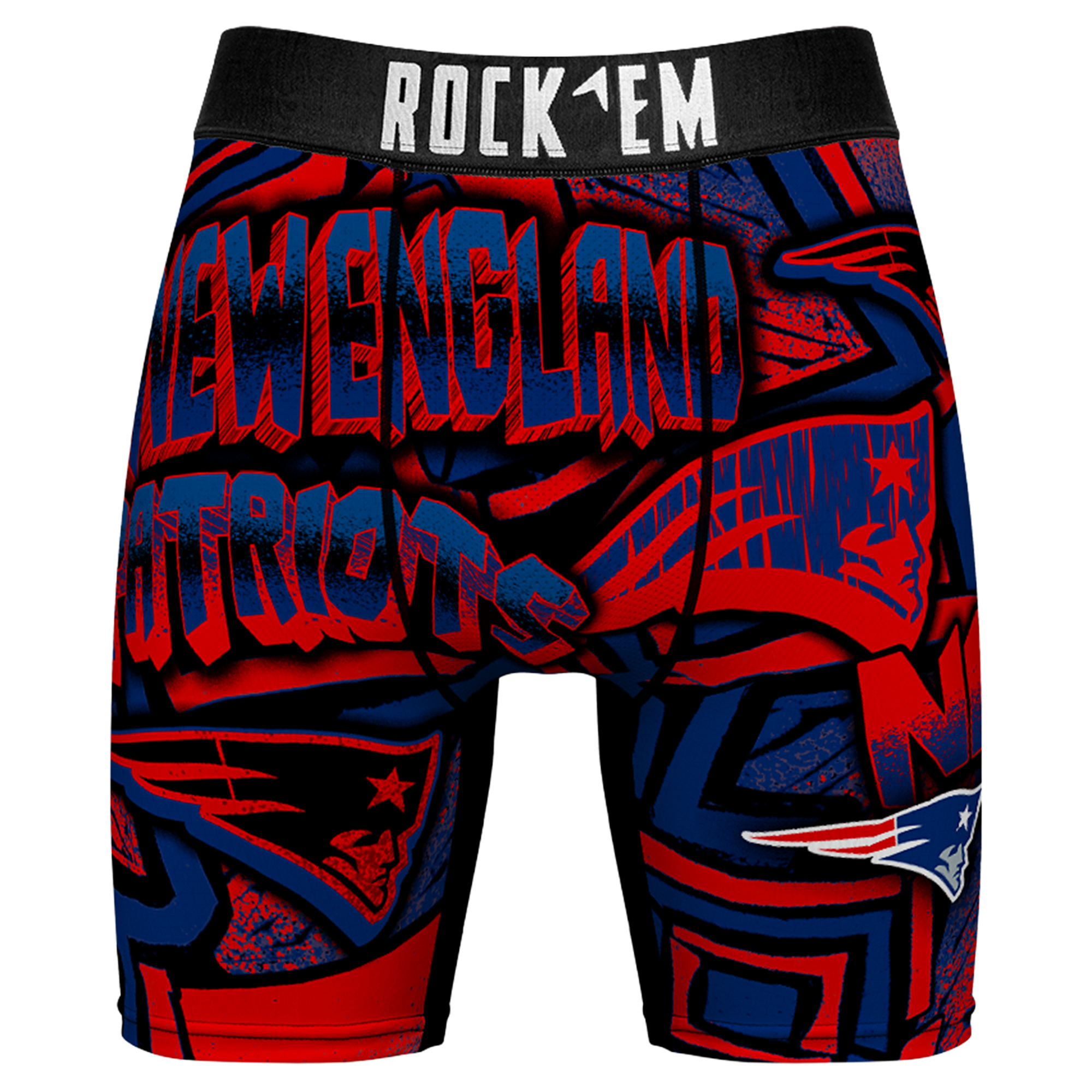 Men's Rock Em Navy New England Patriots Sketched Out Boxer Briefs