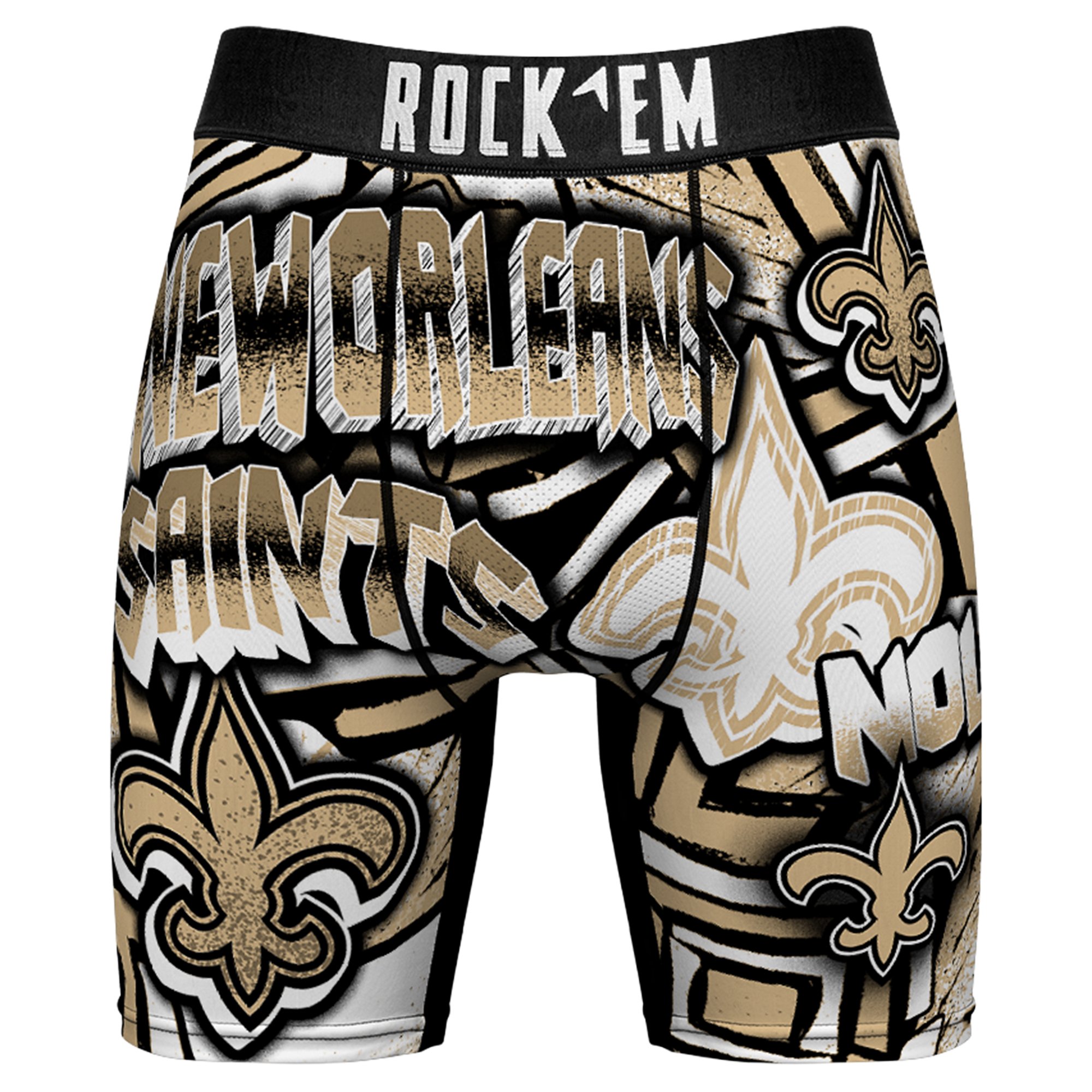 Men's Rock Em Black New Orleans Saints Sketched Out Boxer Briefs