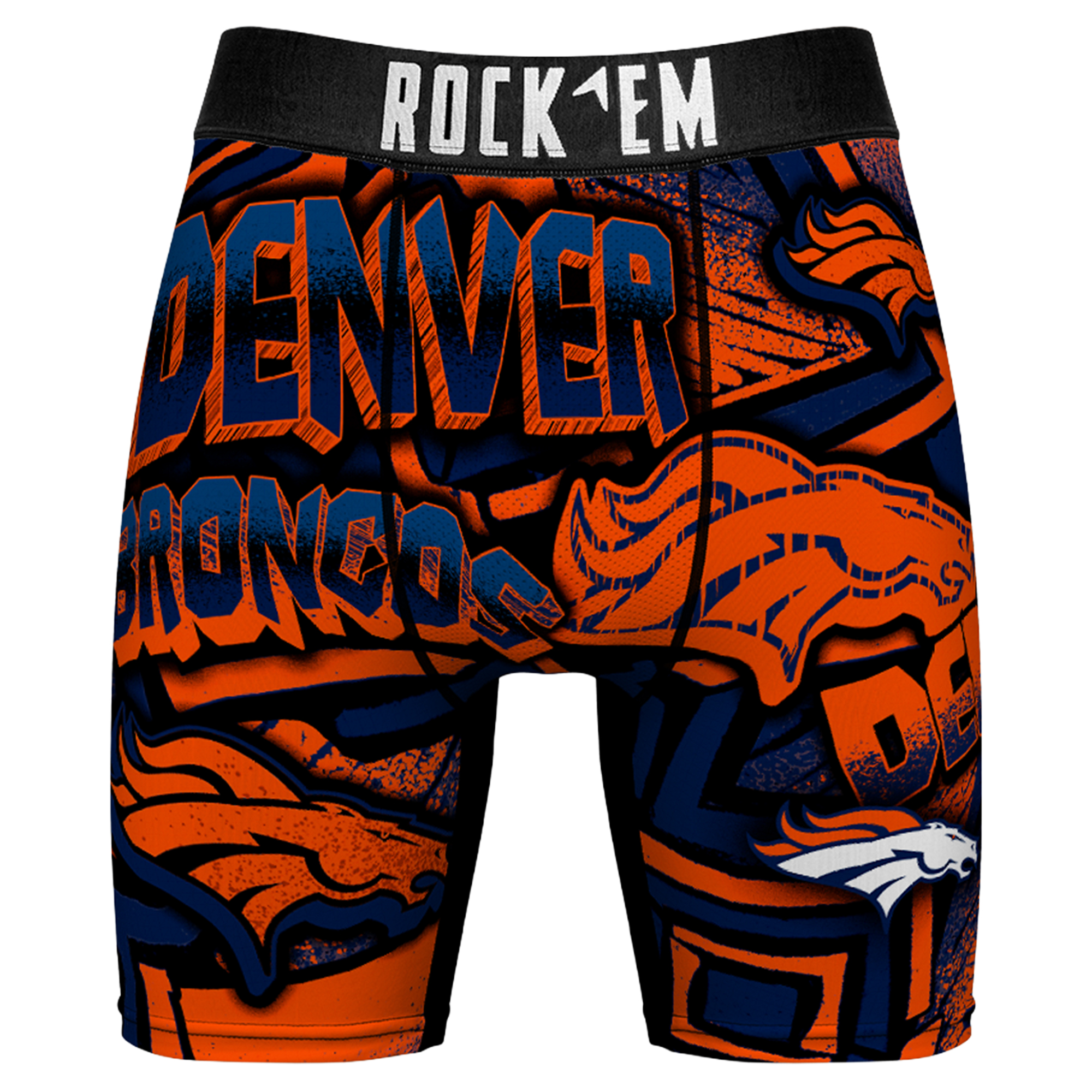 Men's Rock Em Navy Denver Broncos Sketched Out Boxer Briefs