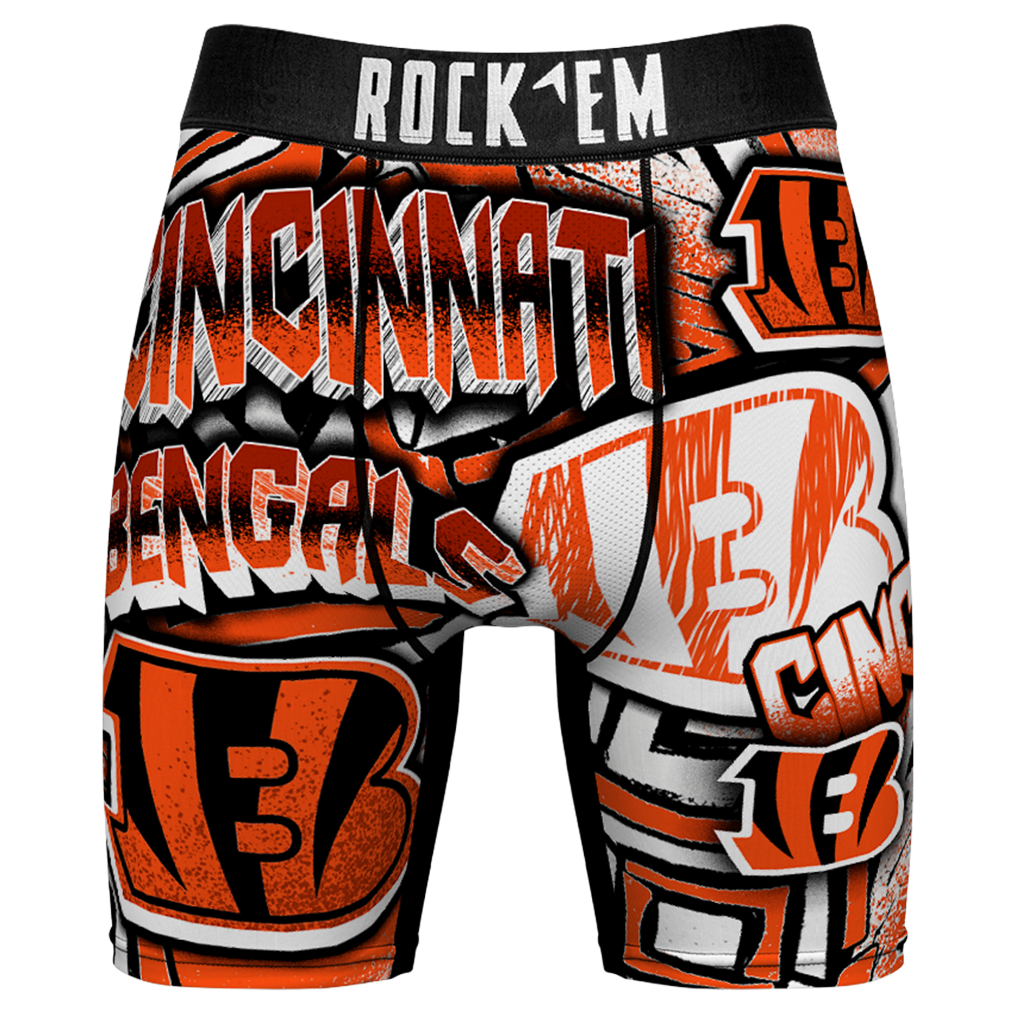Men's Rock Em Orange Cincinnati Bengals Sketched Out Boxer Briefs