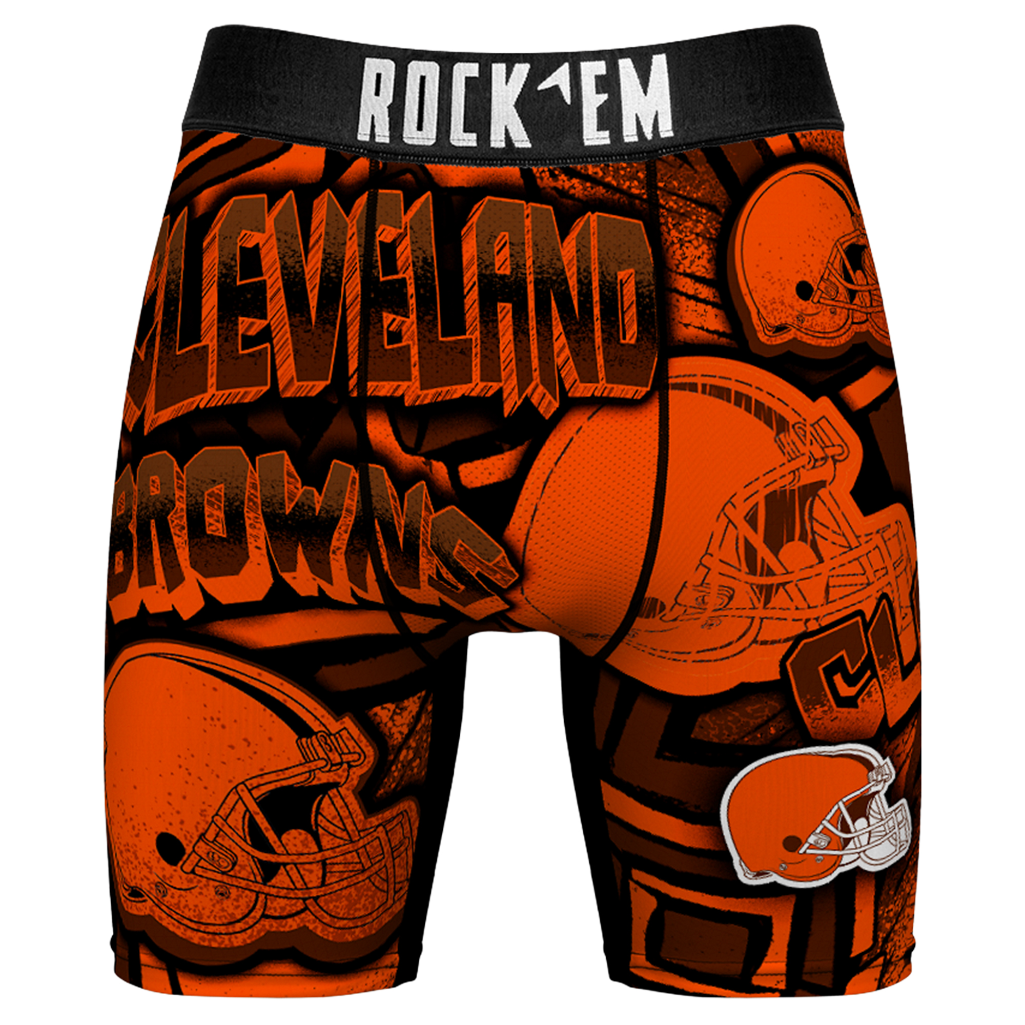 Men's Rock Em Orange Cleveland Browns Sketched Out Boxer Briefs