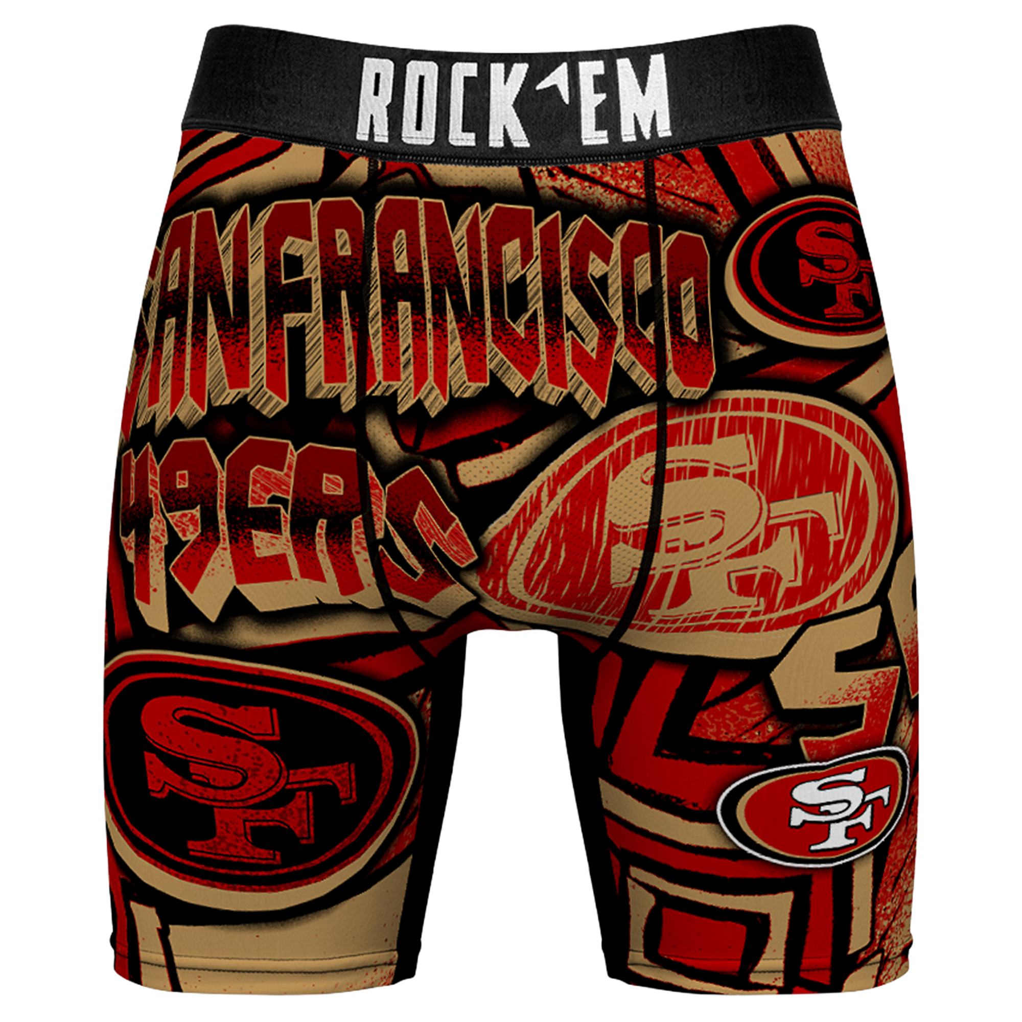 Men's Rock Em Scarlet San Francisco 49ers Sketched Out Boxer Briefs