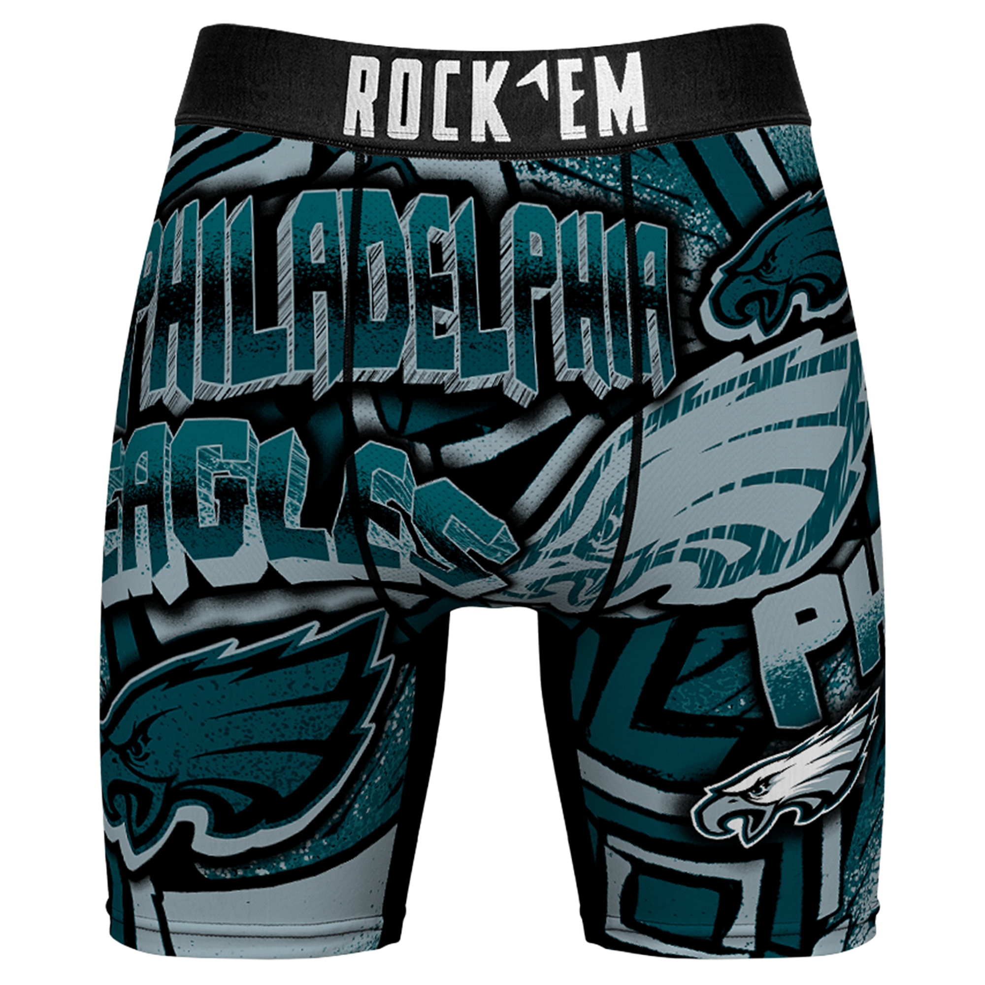 Men's Rock Em  Midnight Green Philadelphia Eagles Sketched Out Boxer Briefs