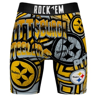 Men's Rock Em Socks  Black Pittsburgh Steelers Sketched Out Boxer Briefs