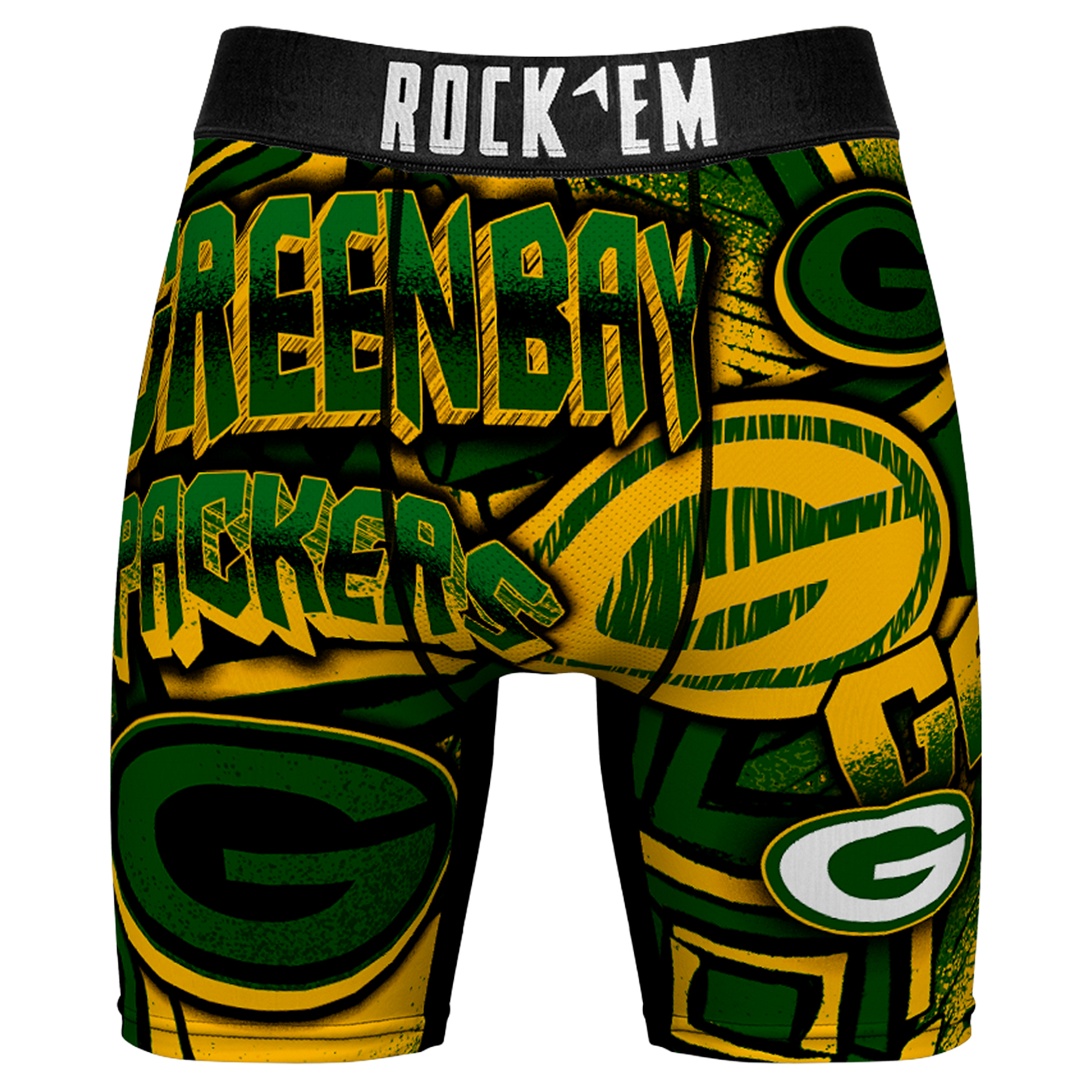 Men's Rock Em  Green Green Bay Packers Sketched Out Boxer Briefs