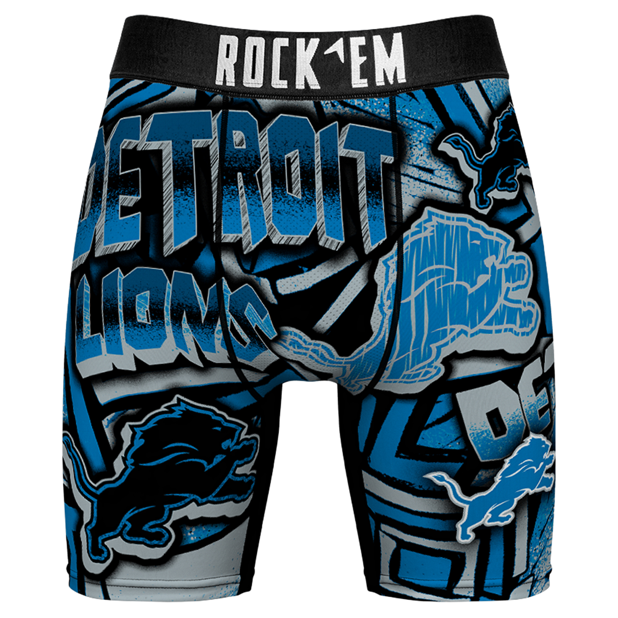 Men's Rock Em Blue Detroit Lions Sketched Out Boxer Briefs