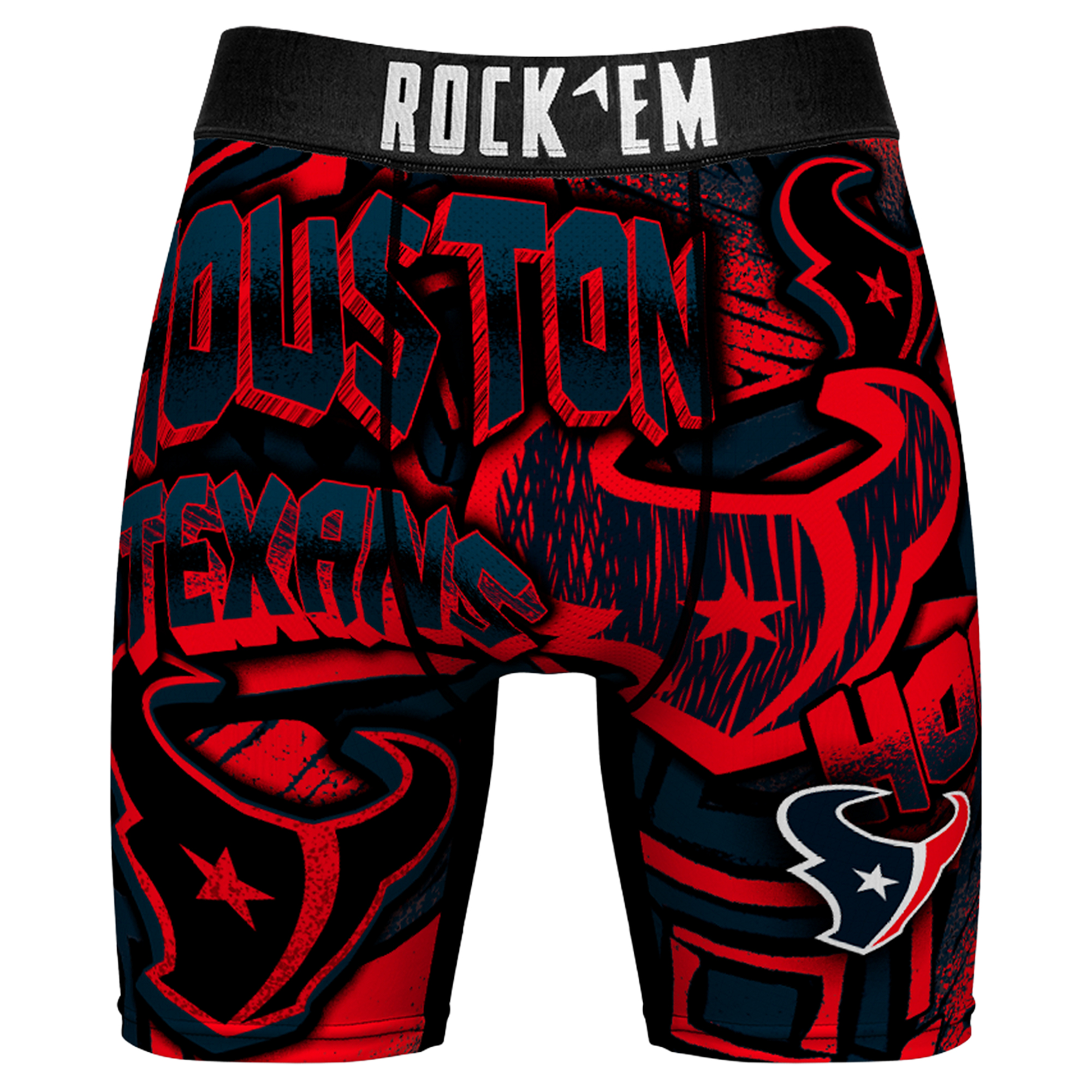 Men's Rock Em  Navy Houston Texans Sketched Out Boxer Briefs