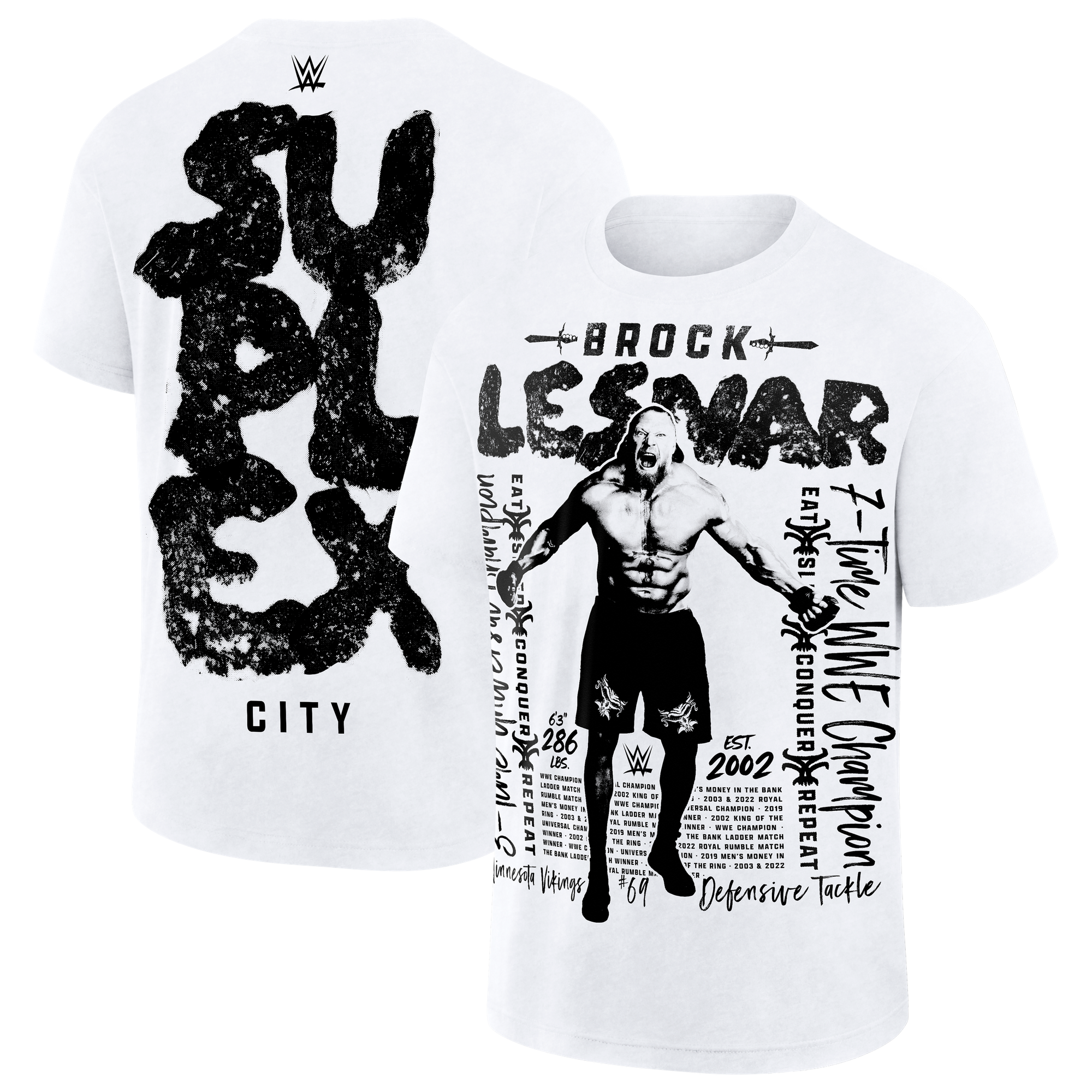 Men's White Brock Lesnar Career Highlights Oversized Boxy T-Shirt