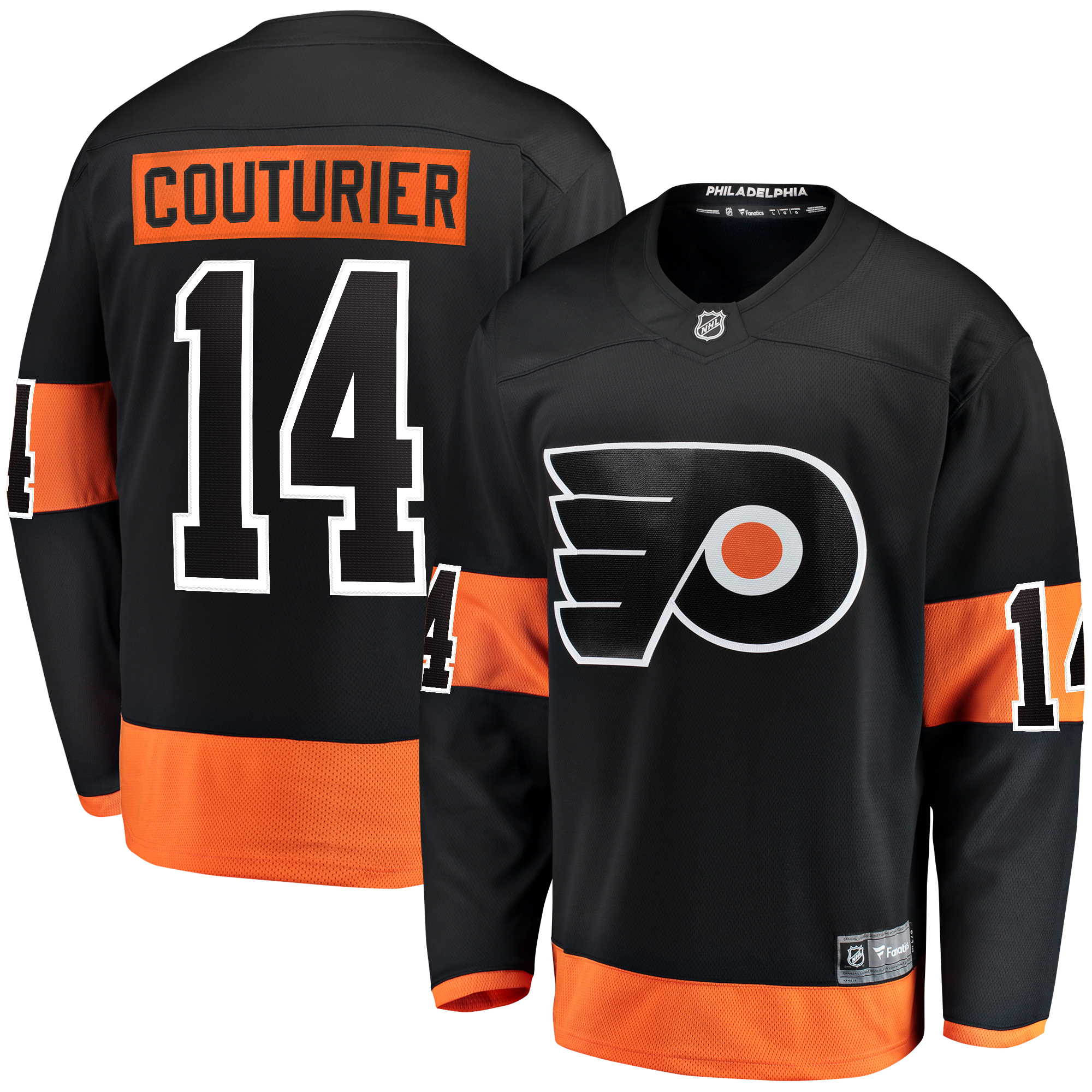 Philadelphia Flyers Fanatics Alternate Breakaway Jersey - Black - Sean Couturier - Mens: retailer-supplied image