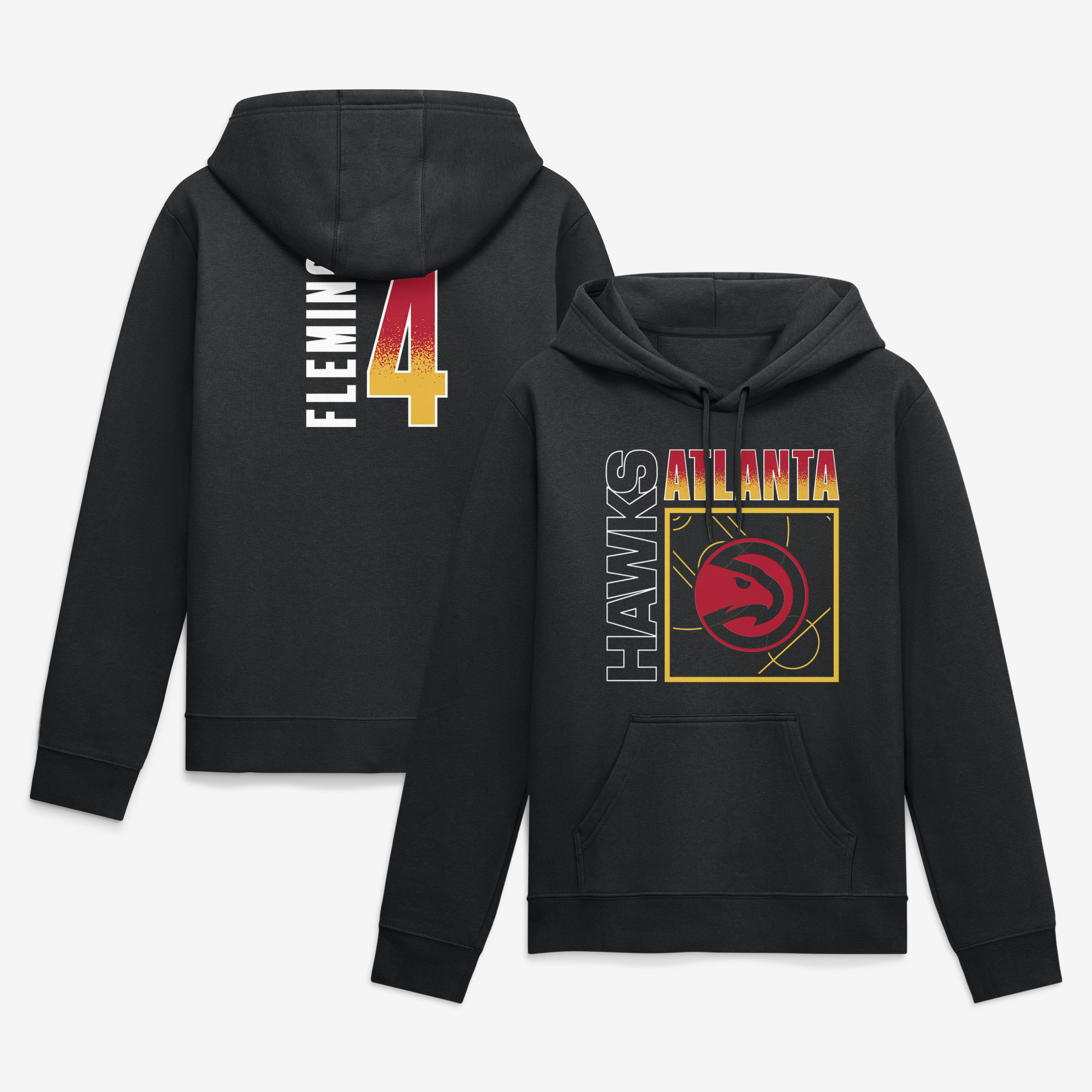 Men's Kingston Flemings Black Atlanta Hawks Big & Tall Home Court Pop Name & Number Hoodie