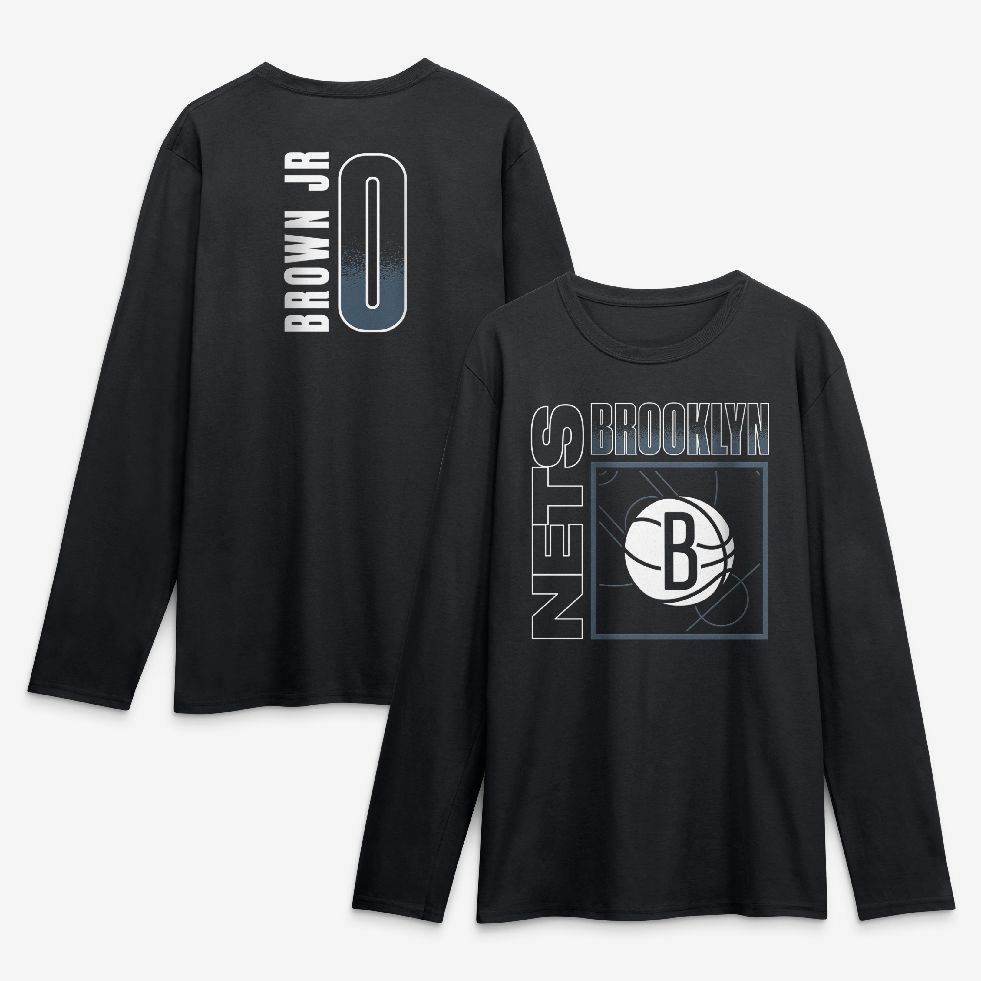 Men's Mikel Brown Jr. Black Brooklyn Nets  Home Court Pop Name & Number Long Sleeve T-Shirt