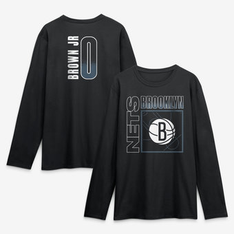 Men's Mikel Brown Jr. Black Brooklyn Nets  Home Court Pop Name & Number Long Sleeve T-Shirt