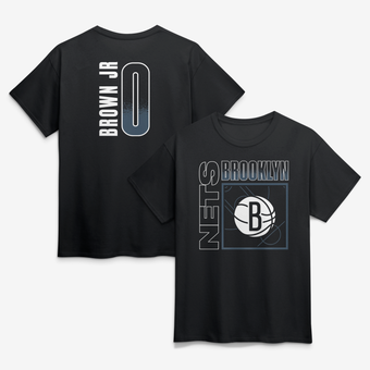 Men's Mikel Brown Jr. Black Brooklyn Nets  Home Court Pop Name & Number T-Shirt