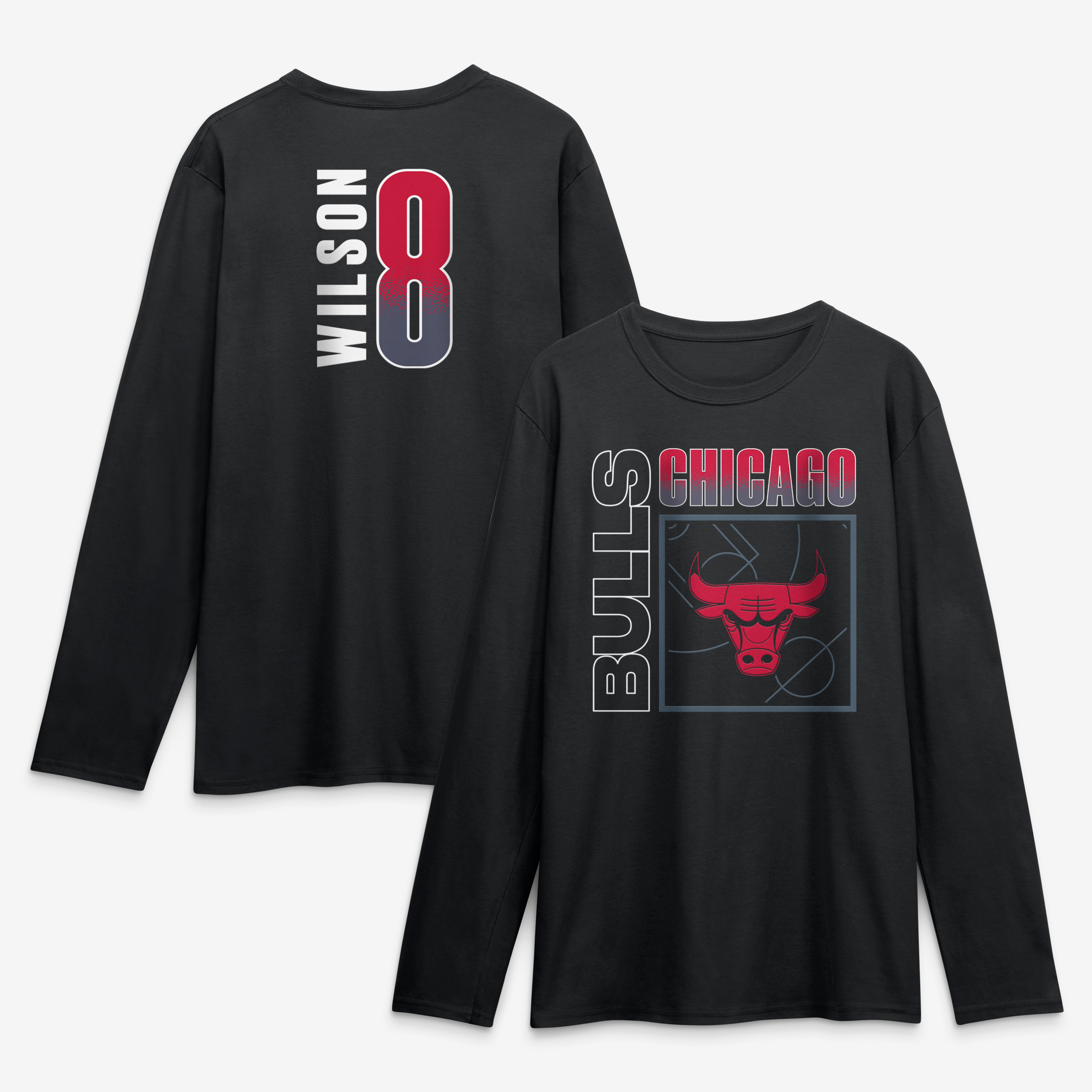 Men's Caleb Wilson Black Chicago Bulls  Home Court Pop Name & Number Long Sleeve T-Shirt