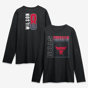 Men's Caleb Wilson Black Chicago Bulls  Home Court Pop Name & Number Long Sleeve T-Shirt