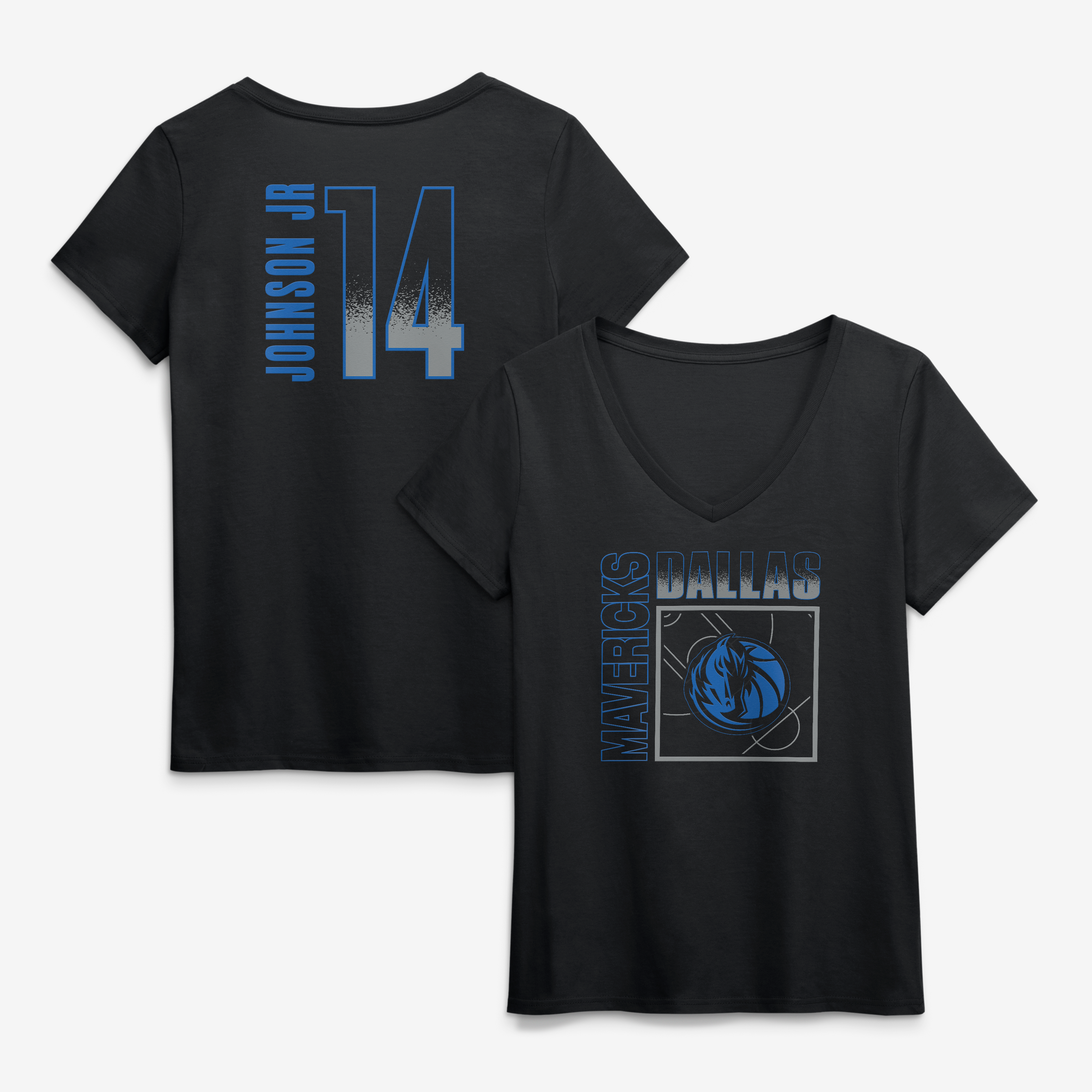 Women's Morez Johnson Jr. Black Dallas Mavericks Home Court Pop Name & Number V-Neck T-Shirt