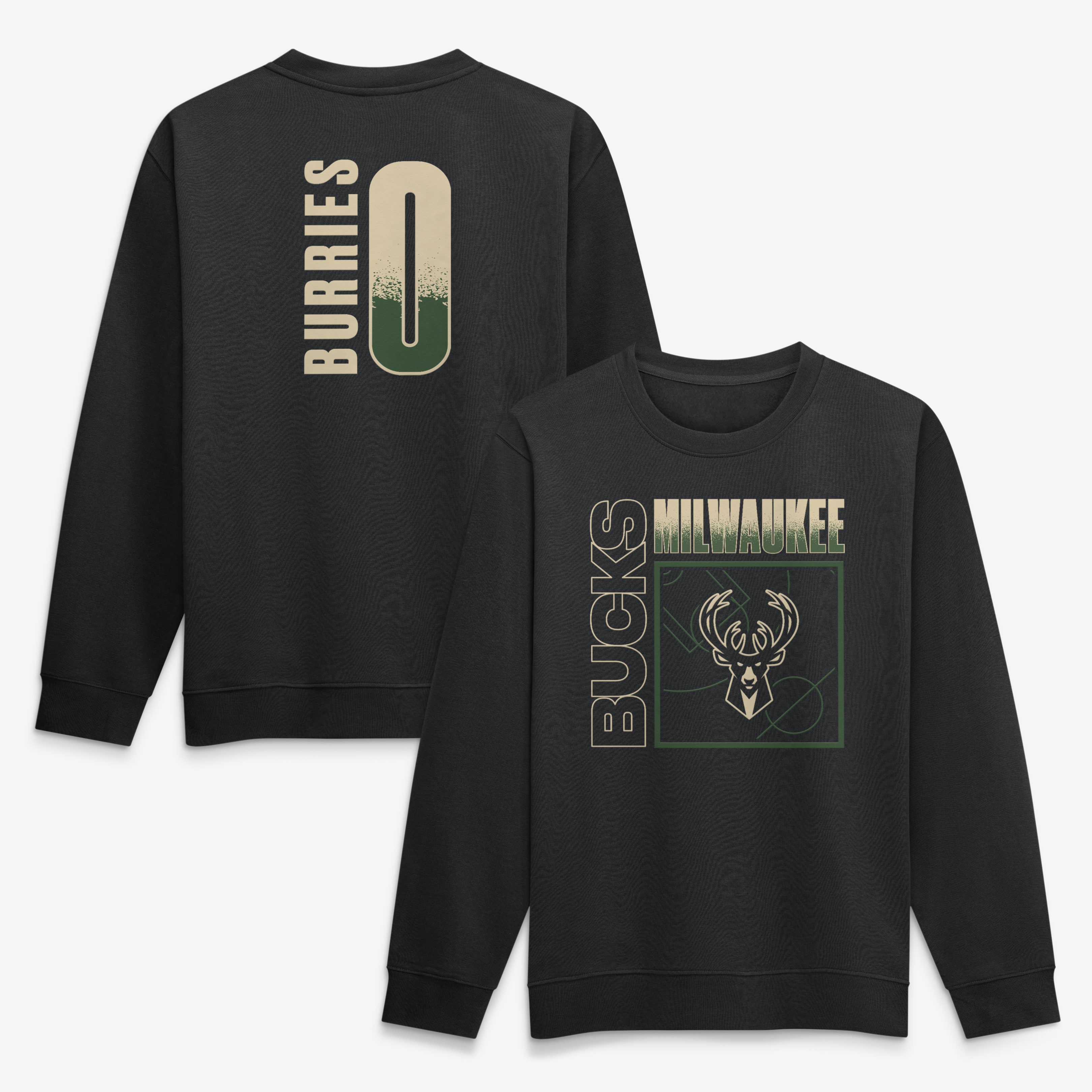 Men's Brayden Burries Black Milwaukee Bucks Home Court Pop Name & Number Sweatshirt