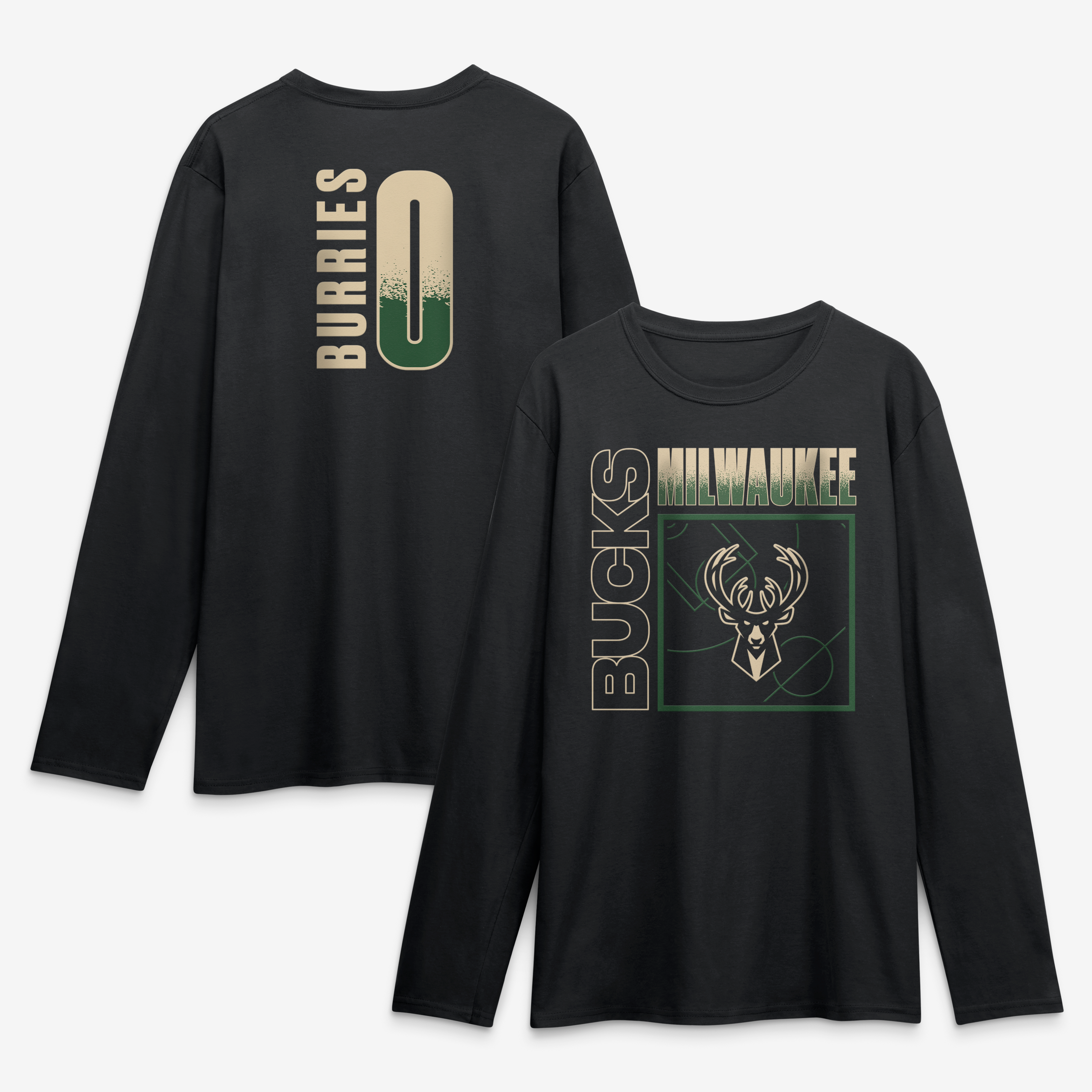 Men's Brayden Burries Black Milwaukee Bucks  Home Court Pop Name & Number Long Sleeve T-Shirt