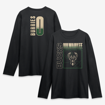 Men's Brayden Burries Black Milwaukee Bucks  Home Court Pop Name & Number Long Sleeve T-Shirt
