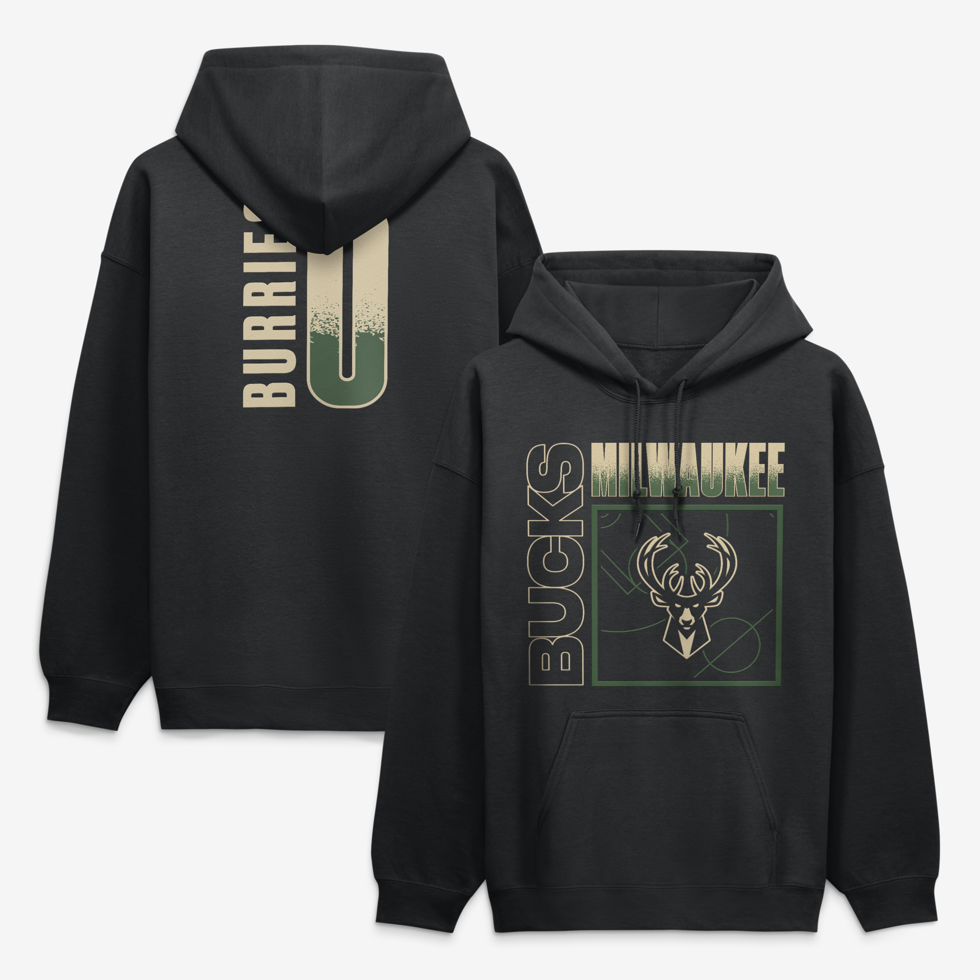 Men's Brayden Burries Black Milwaukee Bucks  Home Court Pop Name & Number Hoodie