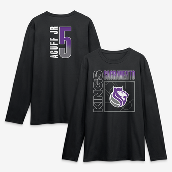 Men's Darius Acuff Jr. Black Sacramento Kings  Home Court Pop Name & Number Long Sleeve T-Shirt