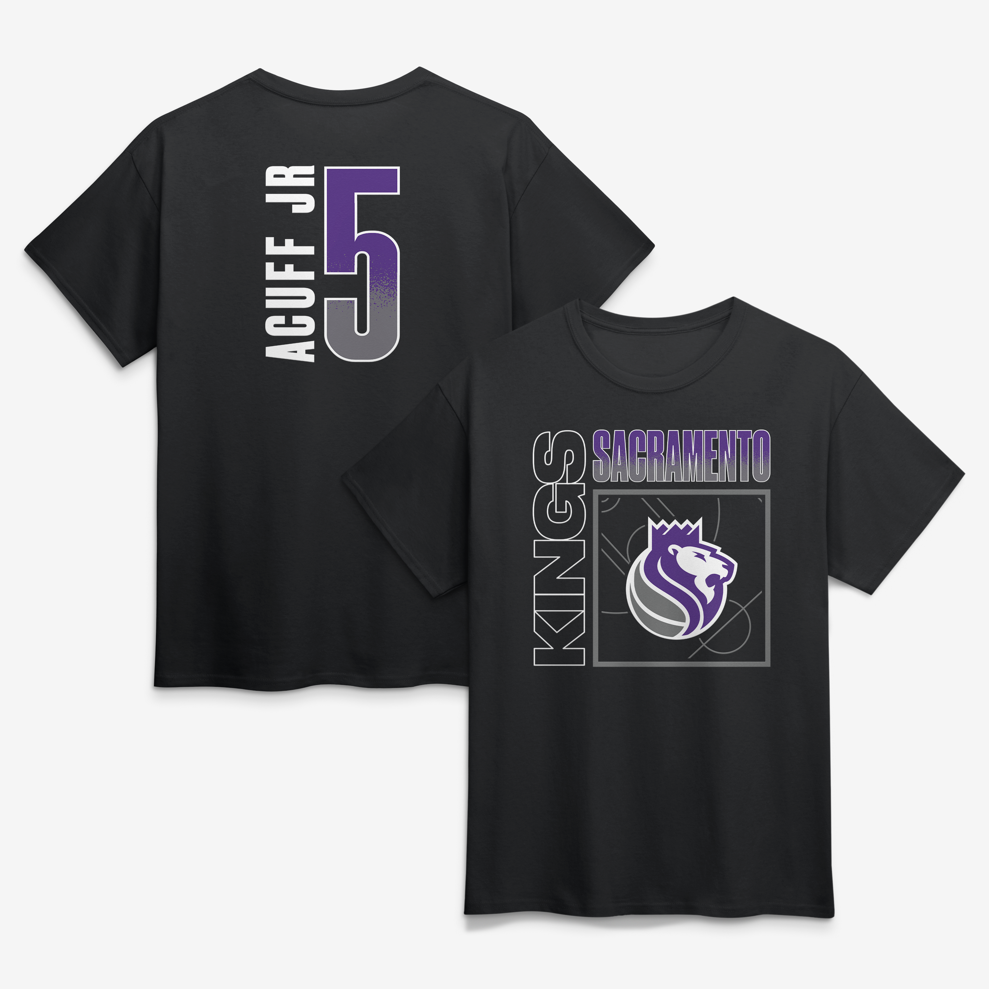Men’s Darius Acuff Jr. Black Sacramento Kings Home Court Pop Name & Number T-Shirt Men’s Darius Acuff Jr. Black Sacramento Kings Home Court Pop Name & Number T-Shirt