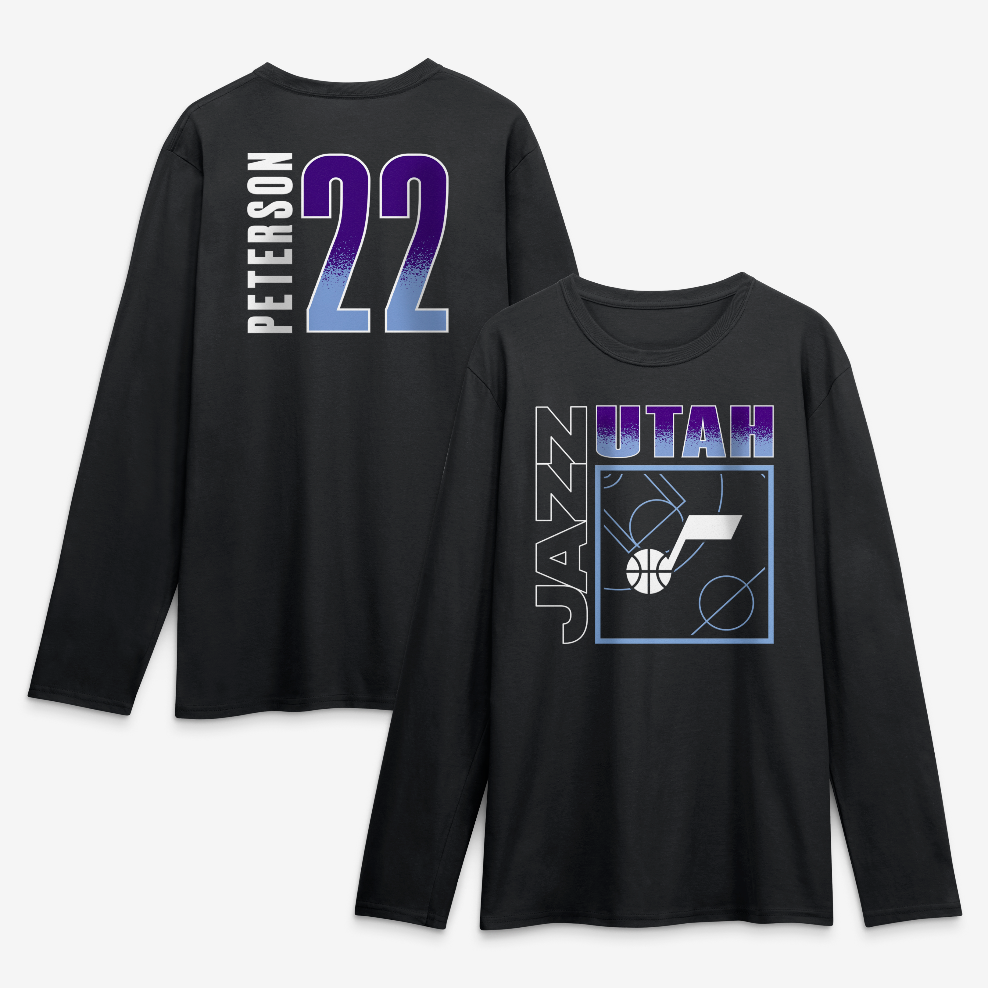 Men's Darryn Peterson Black Utah Jazz  Home Court Pop Name & Number Long Sleeve T-Shirt