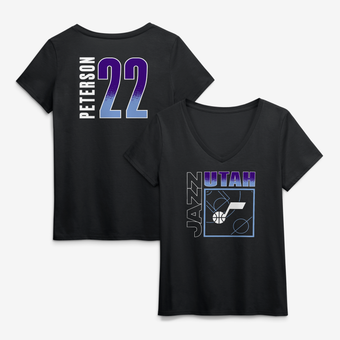 Women's Darryn Peterson Black Utah Jazz Home Court Pop Name & Number V-Neck T-Shirt