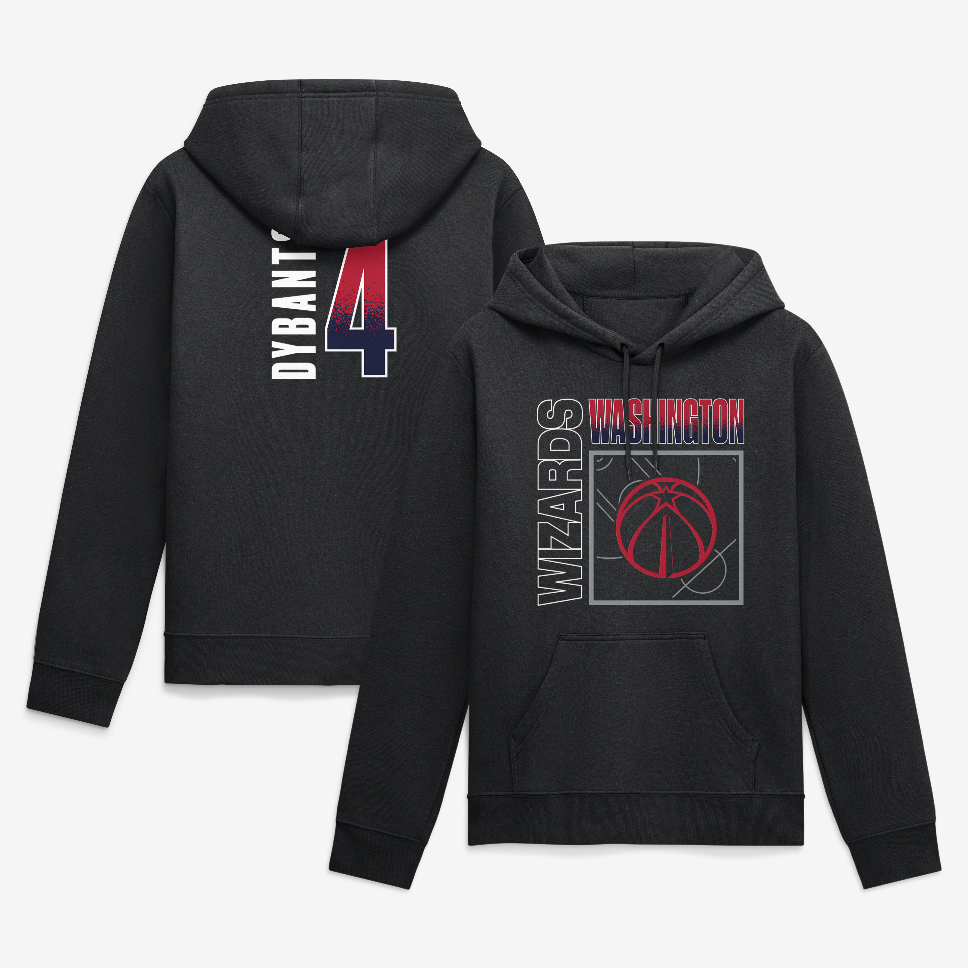 Men's AJ Dybantsa Black Washington Wizards Big & Tall Home Court Pop Name & Number Hoodie