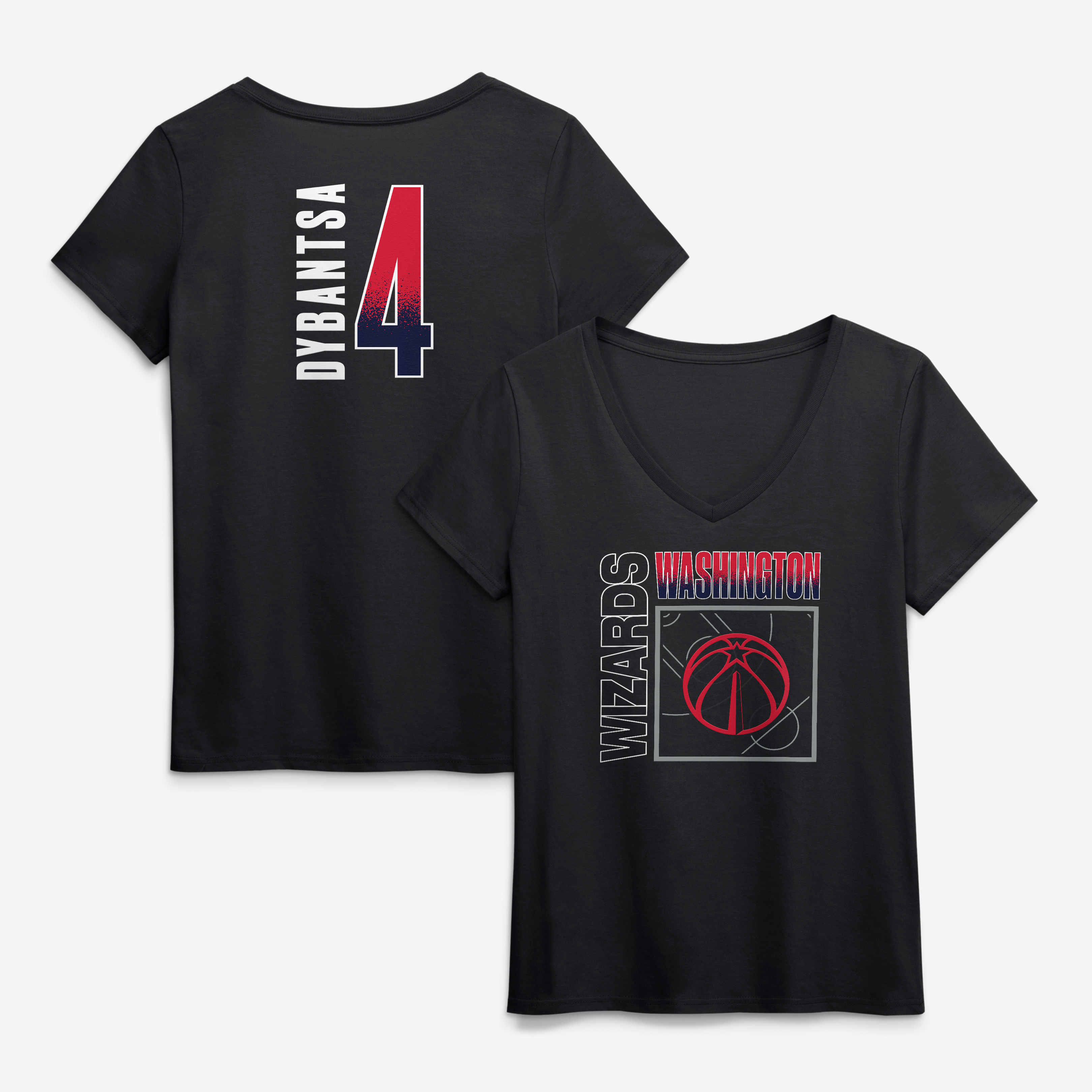 Women's AJ Dybantsa Black Washington Wizards Home Court Pop Name & Number V-Neck T-Shirt
