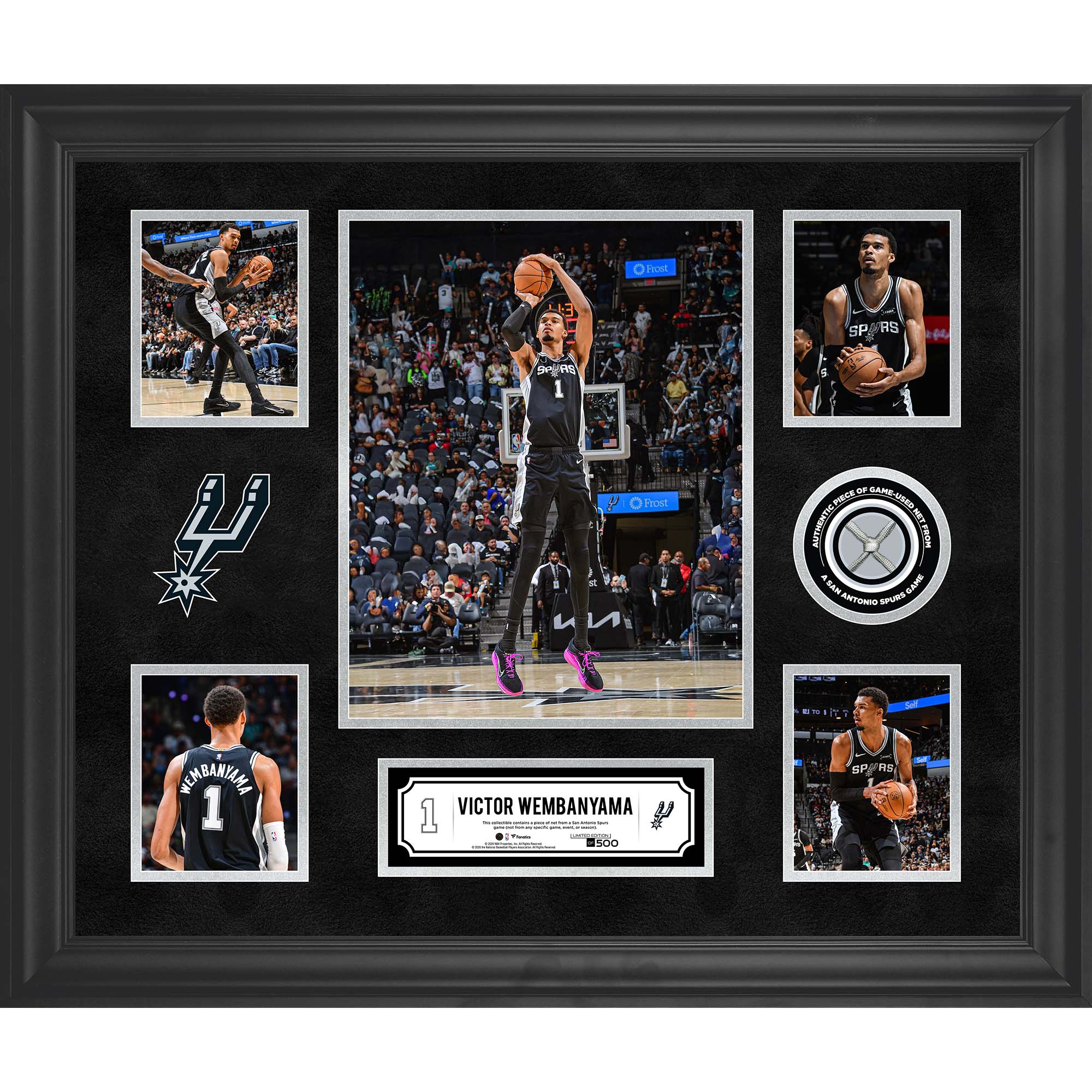Victor Wembanyama San Antonio Spurs Framed 5-Photo Collage with a Piece of Game-Used Net - Limited Edition of 500
