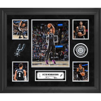 Victor Wembanyama San Antonio Spurs Framed 5-Photo Collage with a Piece of Game-Used Net - Limited Edition of 500