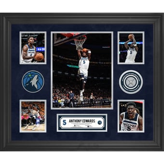 Anthony Edwards Minnesota Timberwolves Framed 5-Photo Collage with a Piece of Game-Used Net - Limited Edition of 500
