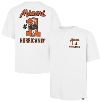 Men's '47  White Miami Hurricanes #1 Mascot Foundation T-Shirt