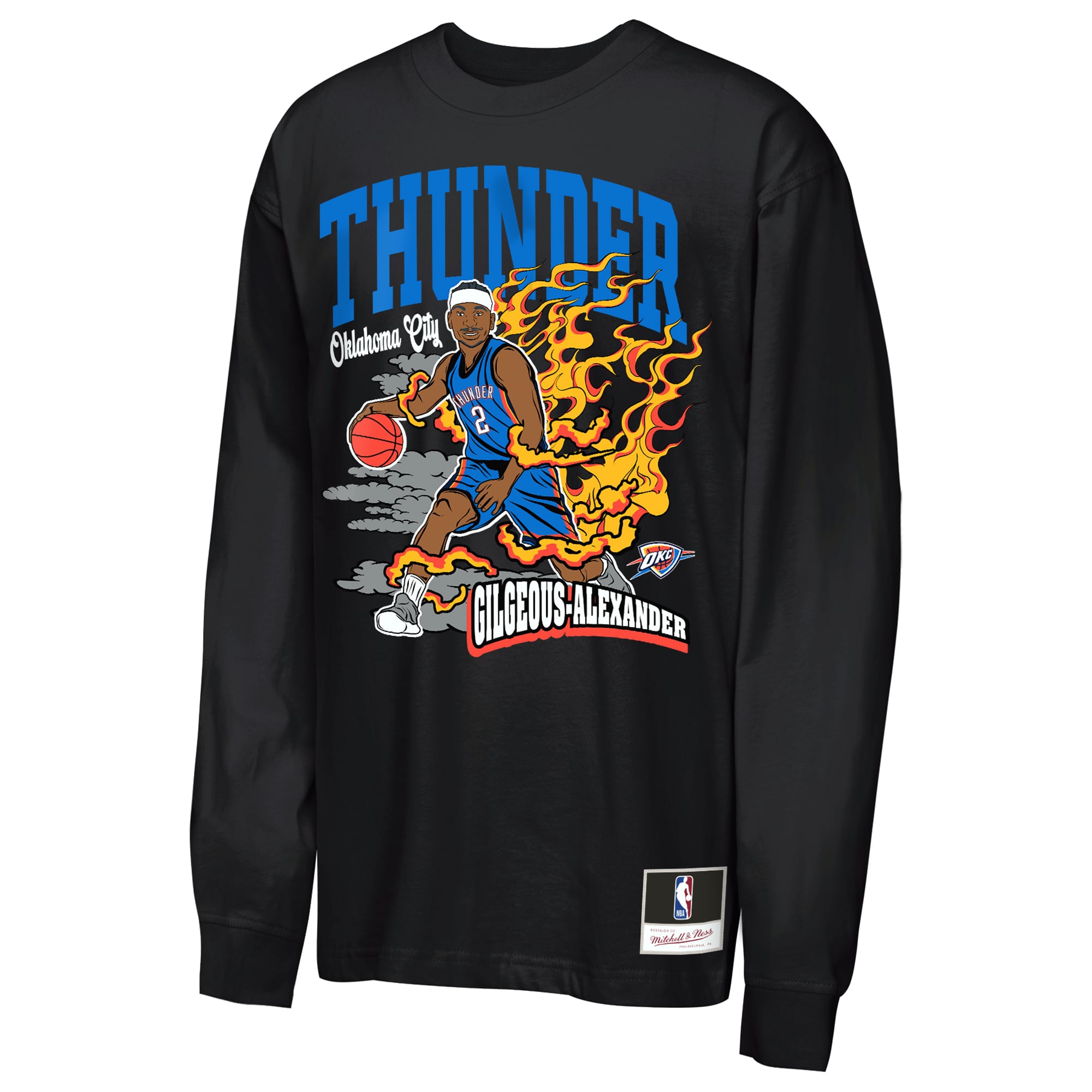 Youth Mitchell & Ness Shai Gilgeous-Alexander Black Oklahoma City Thunder Fired Up Long Sleeve T-Shirt