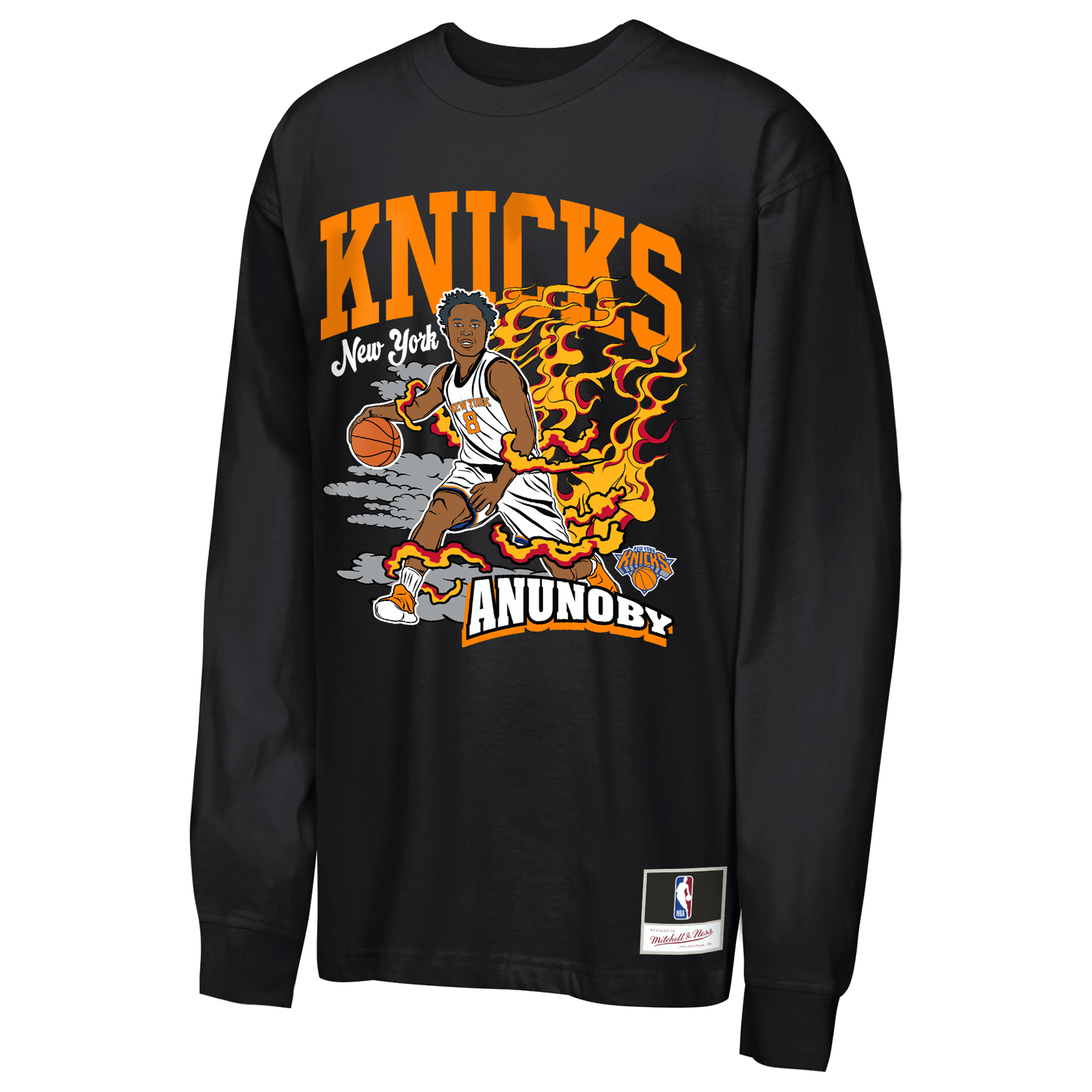 Youth Mitchell & Ness OG Anunoby Black New York Knicks Fired Up Long Sleeve T-Shirt