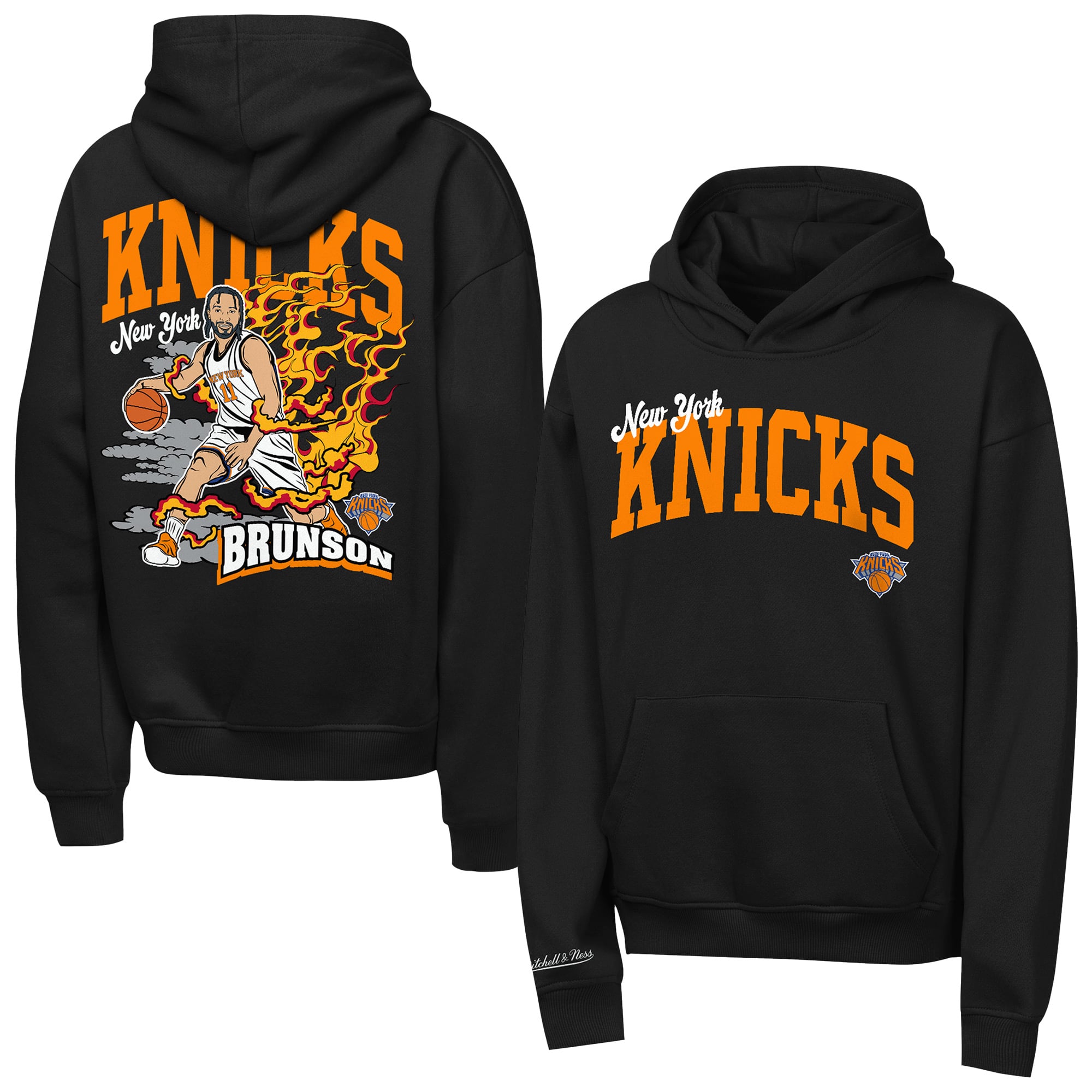 Youth Mitchell & Ness Jalen Brunson Black New York Knicks Fired Up Hoodie